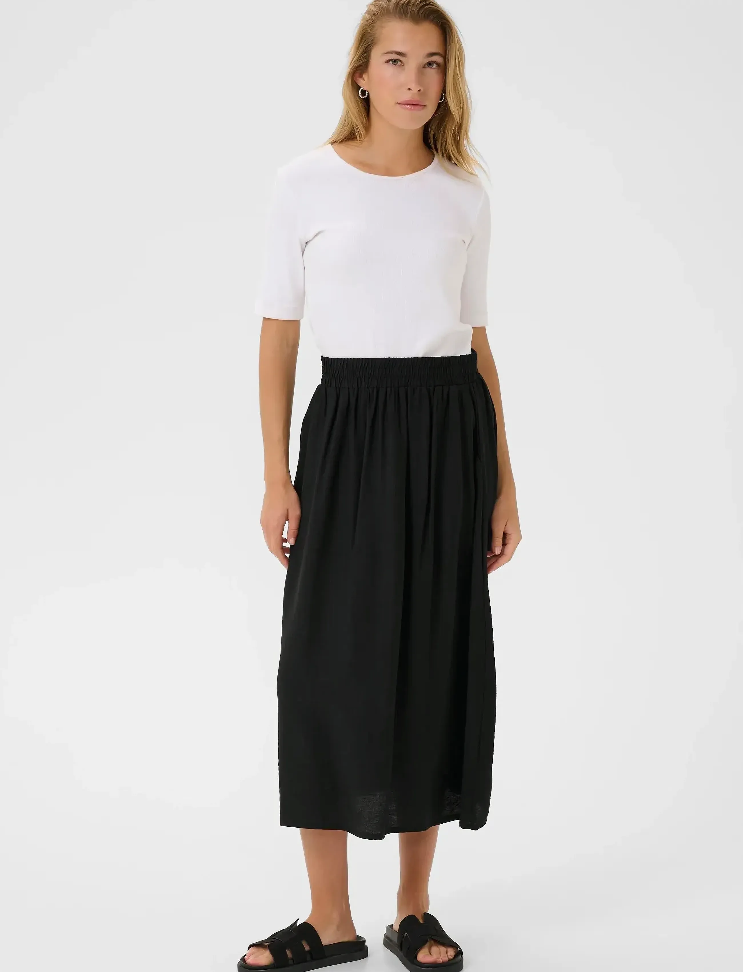 Kaffe - KArea Solid Skirt - midi skirts - black deep cc - 3