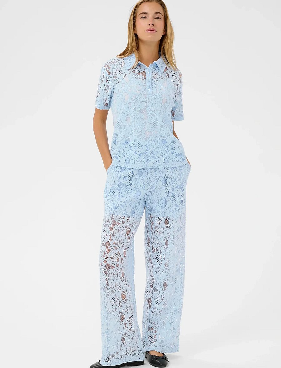 Kaffe - KAlacy Polo Blouse - kortärmade blusar - nantucket breeze - 3