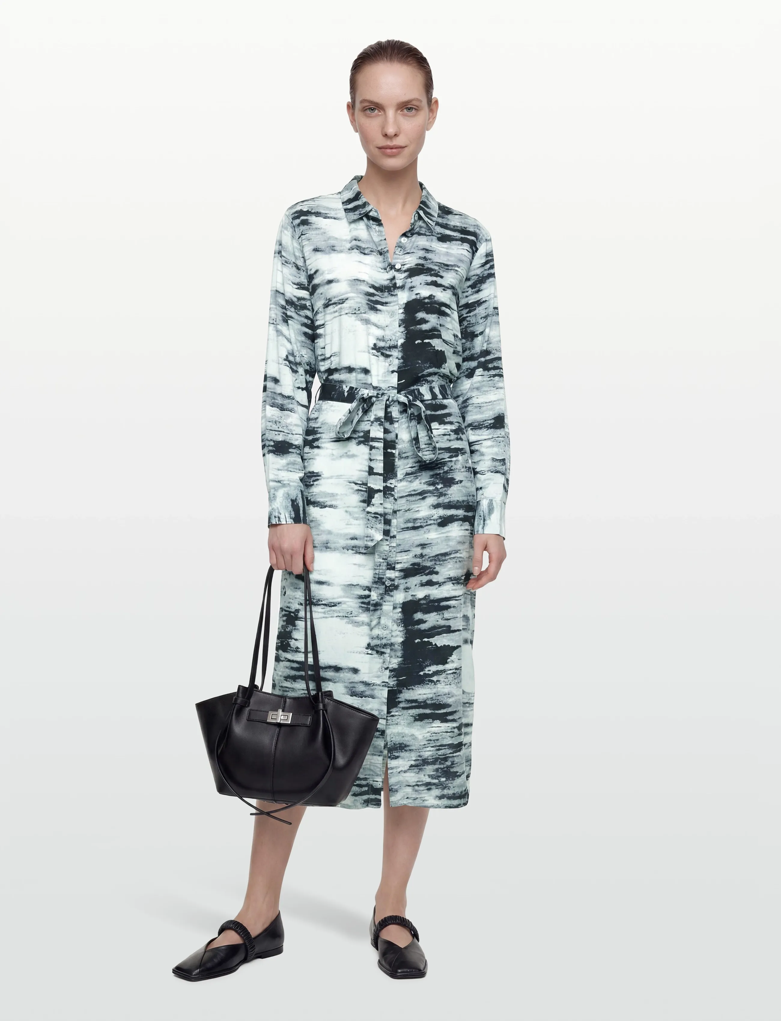 Kaffe KAkeri Shirt Dress - Skjortekjoler - NANTUCKET / MIDNIGHT ABSTRACT / black