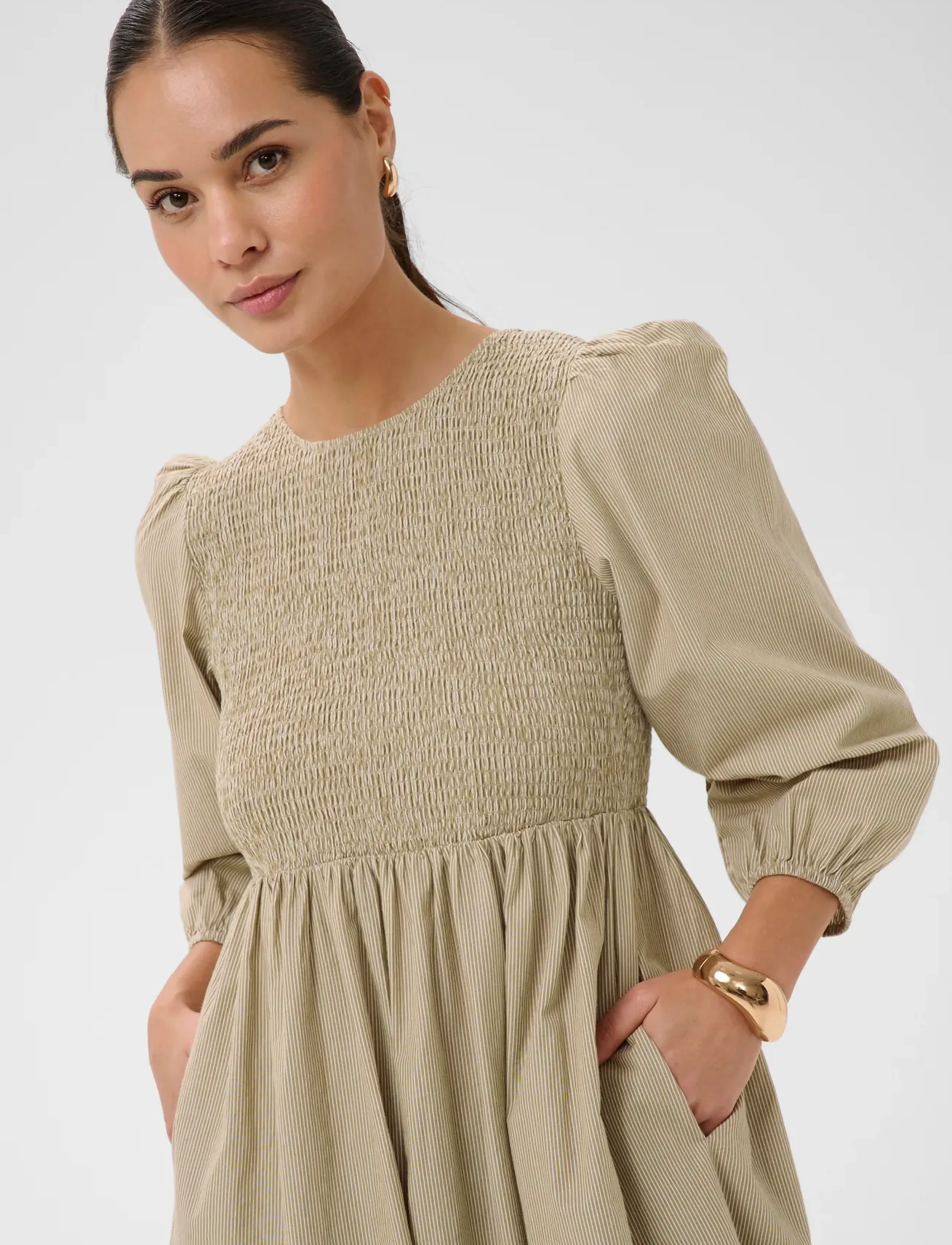 Kaffe - KAmona Smock Dress - suvekleidid - chalk oak stripe - 4