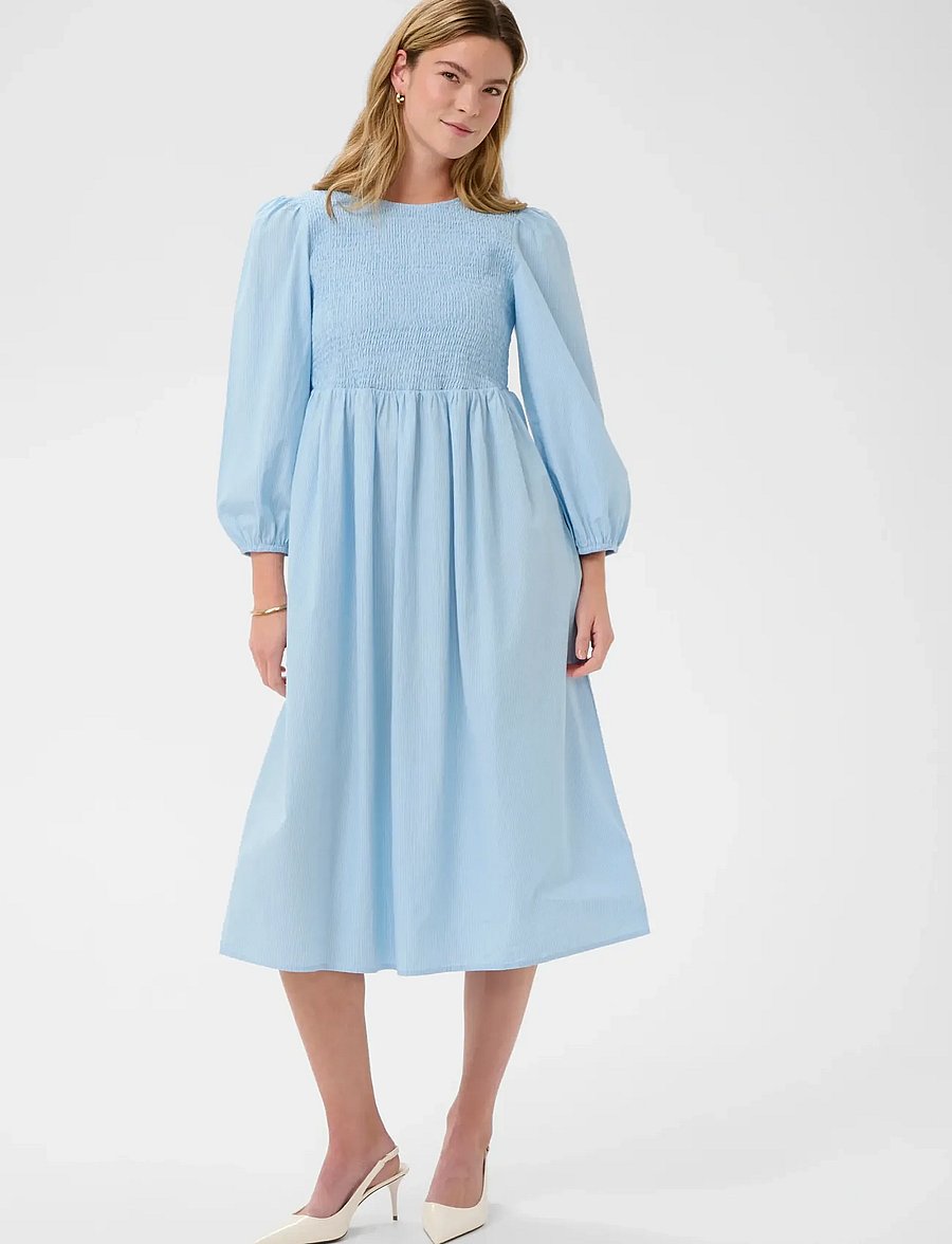 Kaffe - KAmona Smock Dress - sommerkleider - white blue stripe - 0