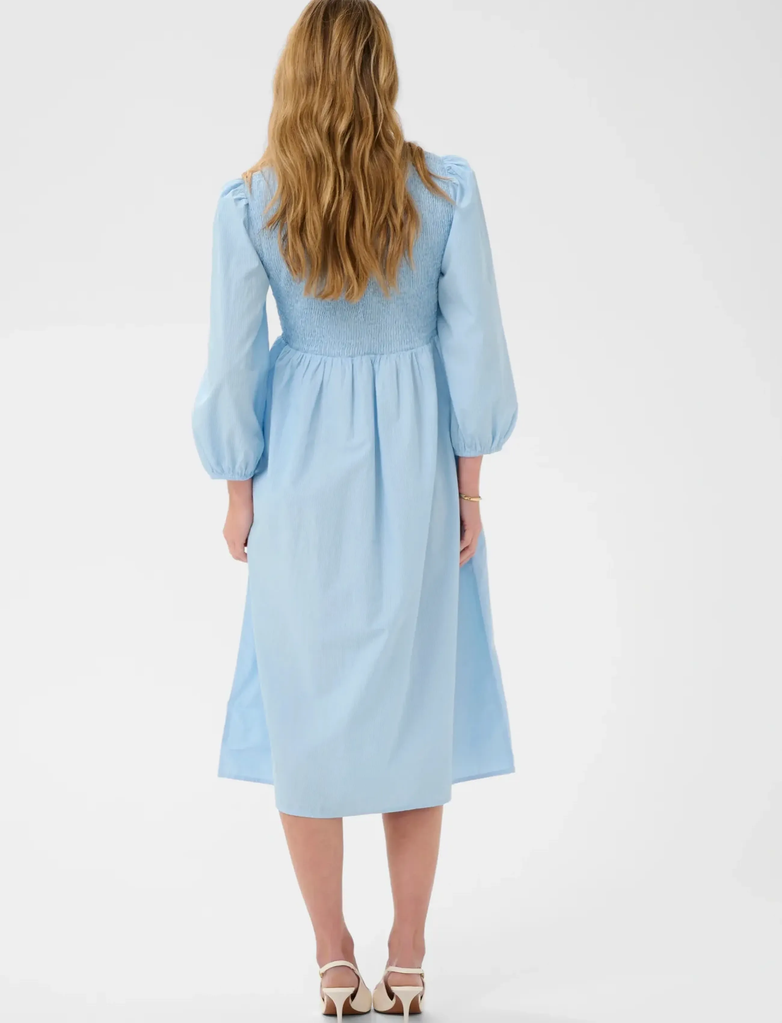 Kaffe - KAmona Smock Dress - sommarklänningar - white blue stripe - 3