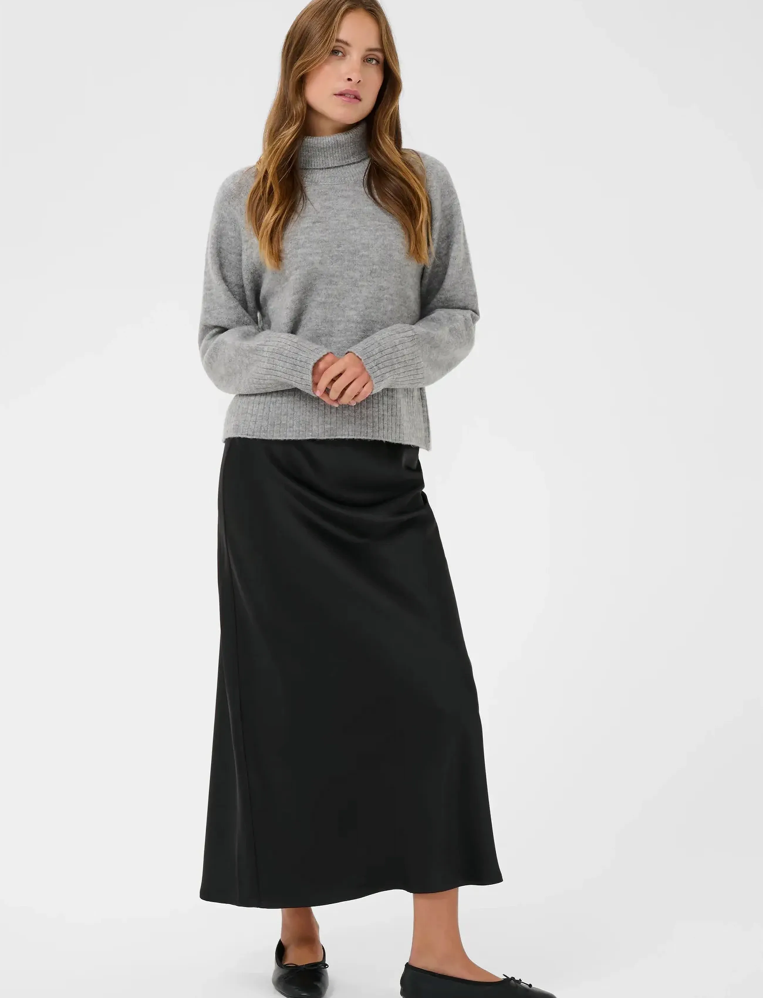 Kaffe - KAerin Rollneck - polotröjor - light grey melange - 3