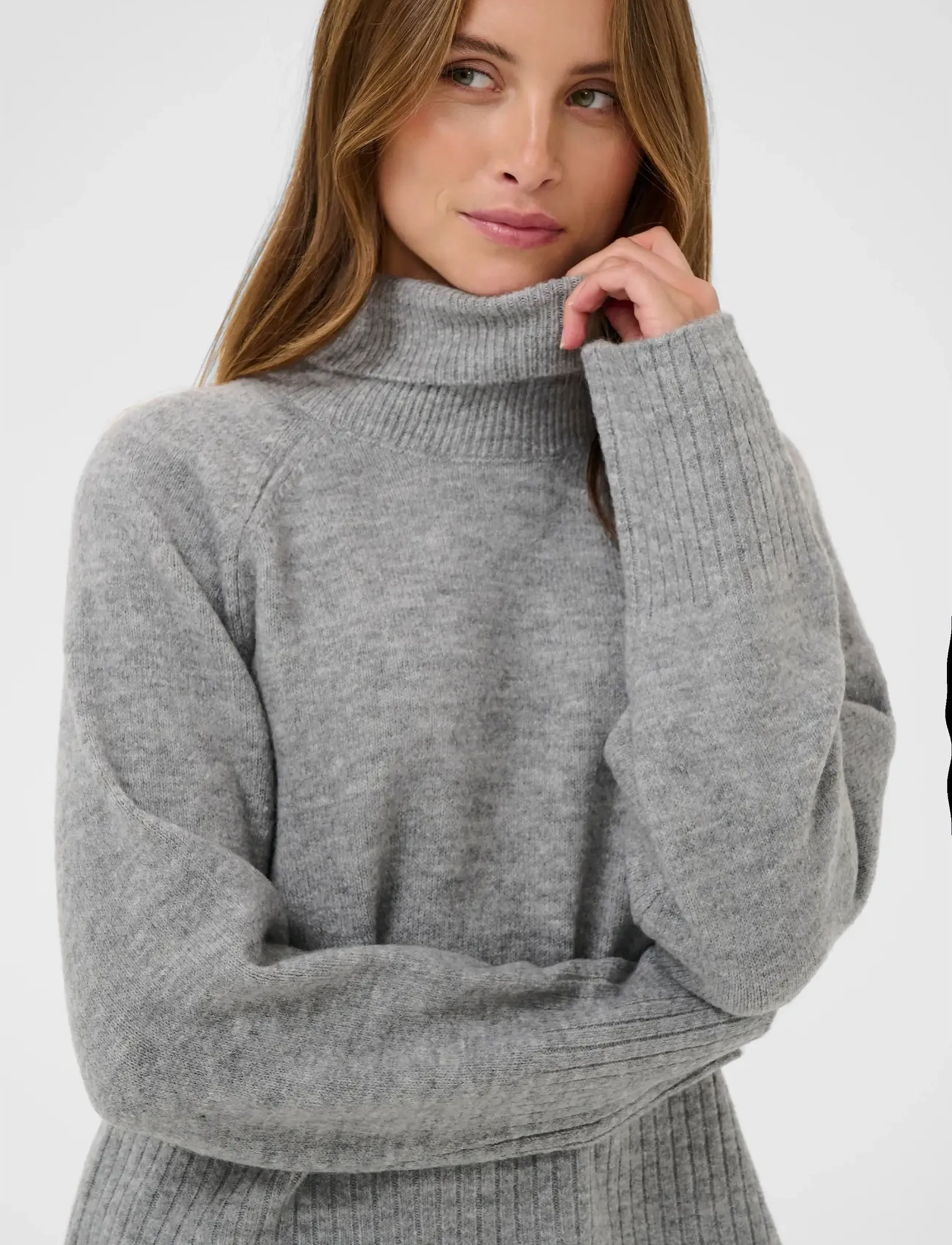 Kaffe - KAerin Rollneck - polotröjor - light grey melange - 5