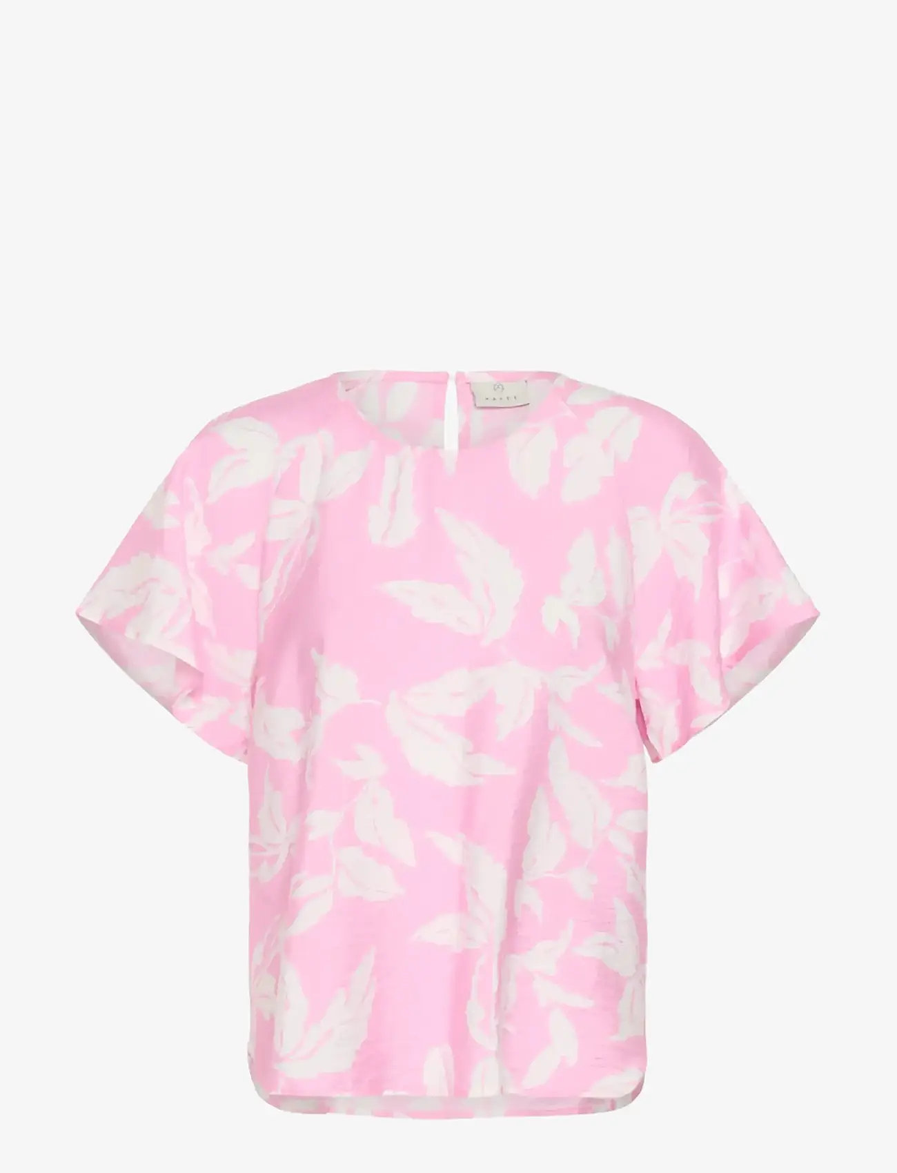 Kaffe - KAmarlo Blouse - kortærmede bluser - pink frosting chalk leafs - 1