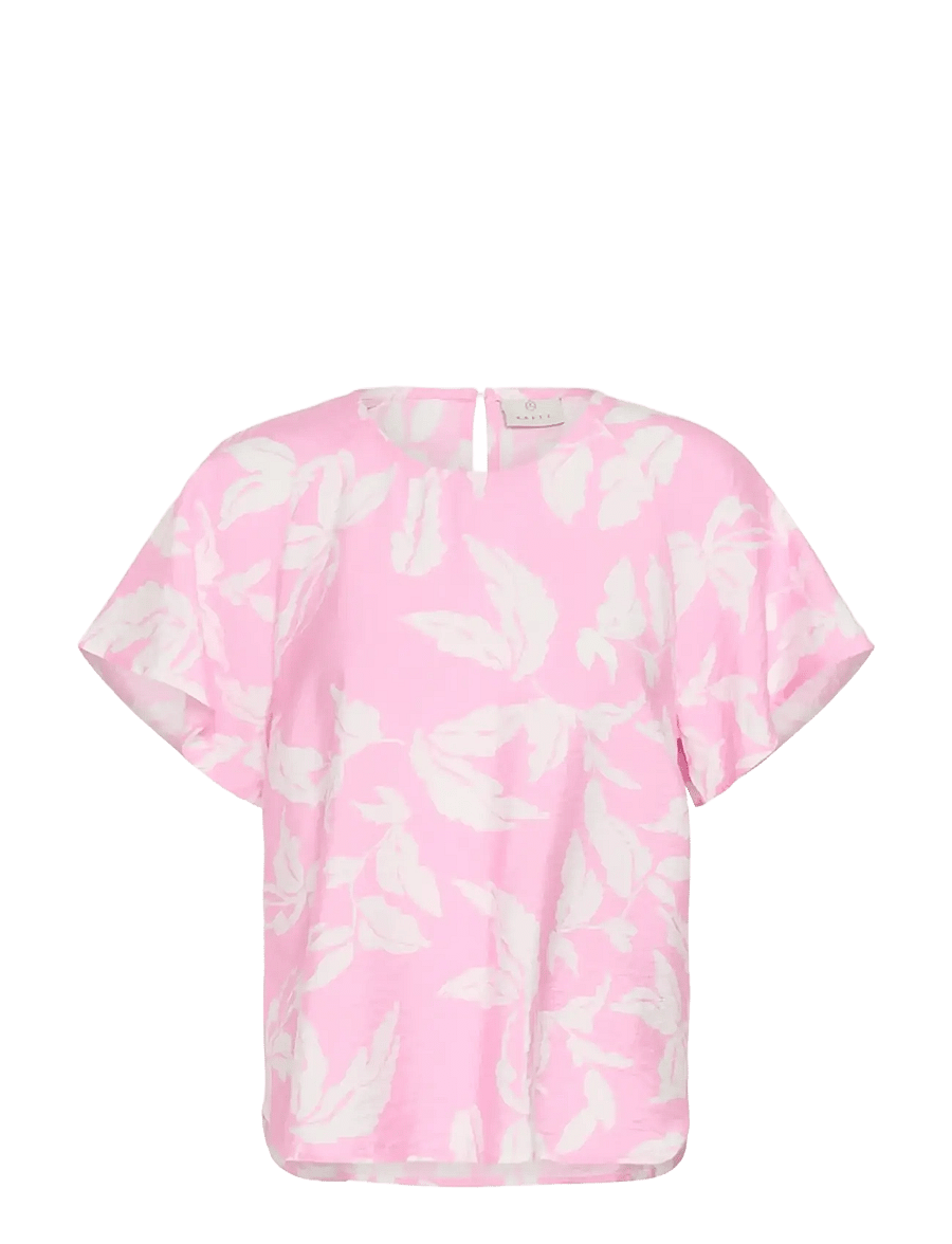 Kaffe - KAmarlo Blouse - kurzärmelige blusen - pink frosting chalk leafs - 1