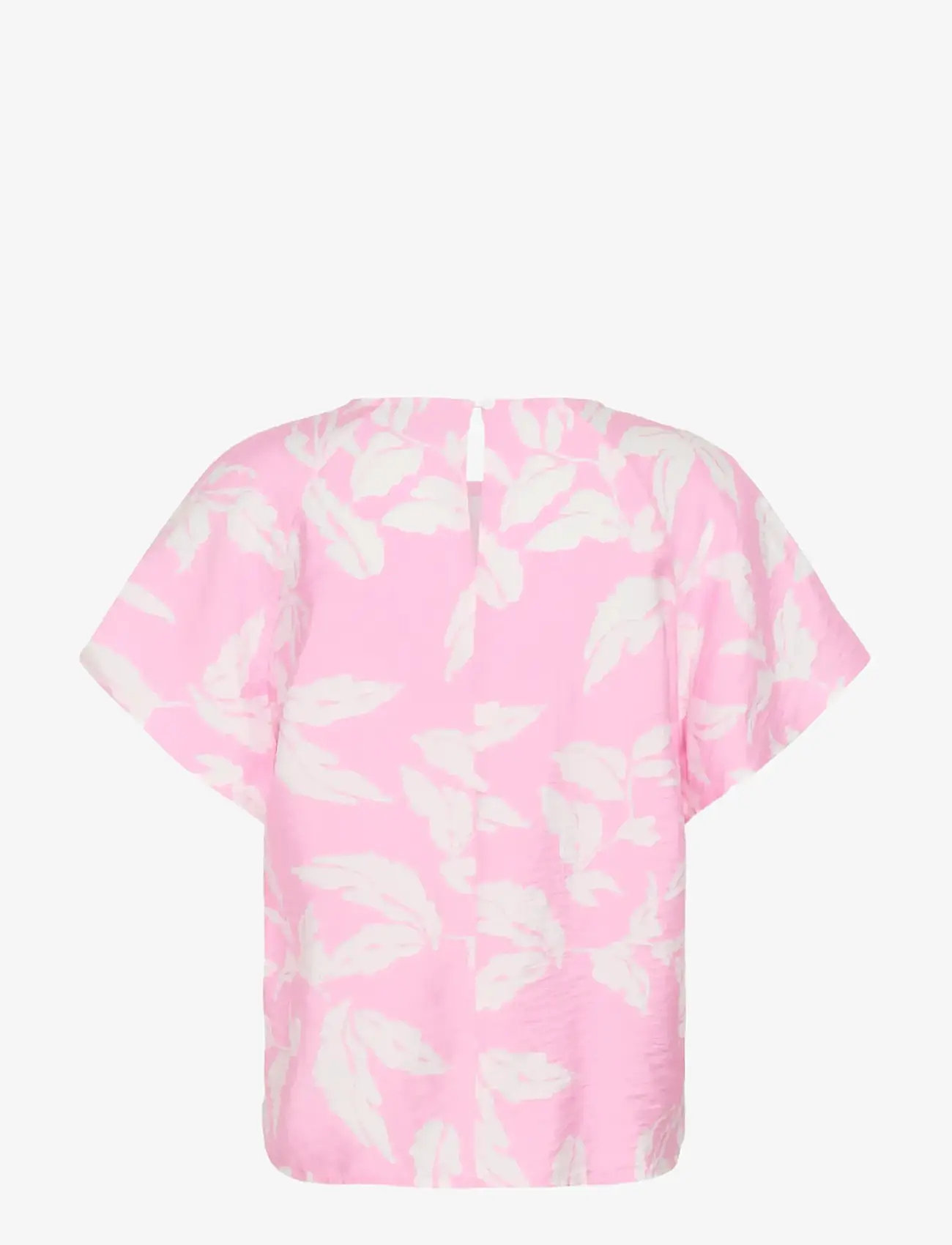 Kaffe - KAmarlo Blouse - kortærmede bluser - pink frosting chalk leafs - 2