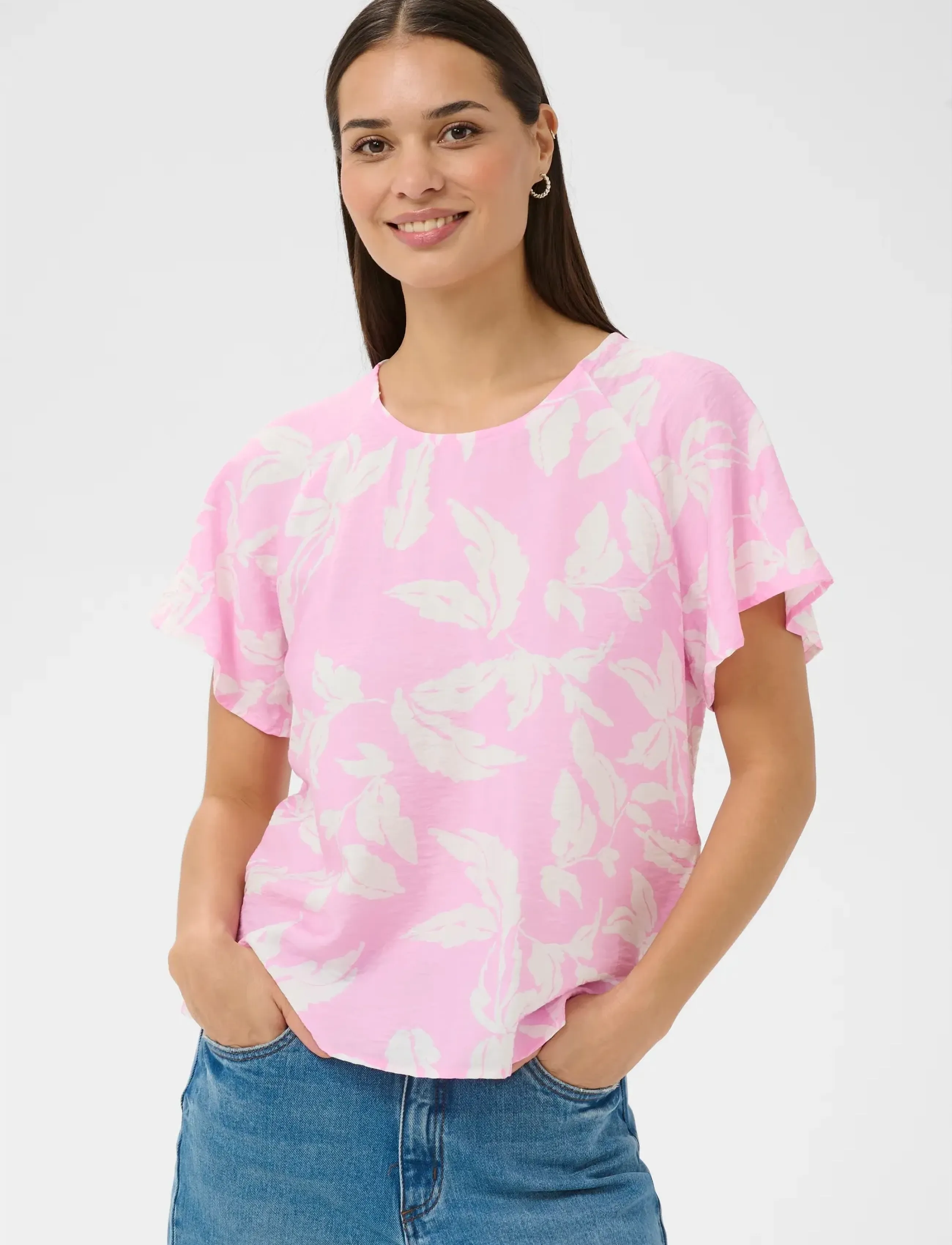 Kaffe KAmarlo Blouse - Kaffe - PINK FROSTING CHALK LEAFS / pink/rose