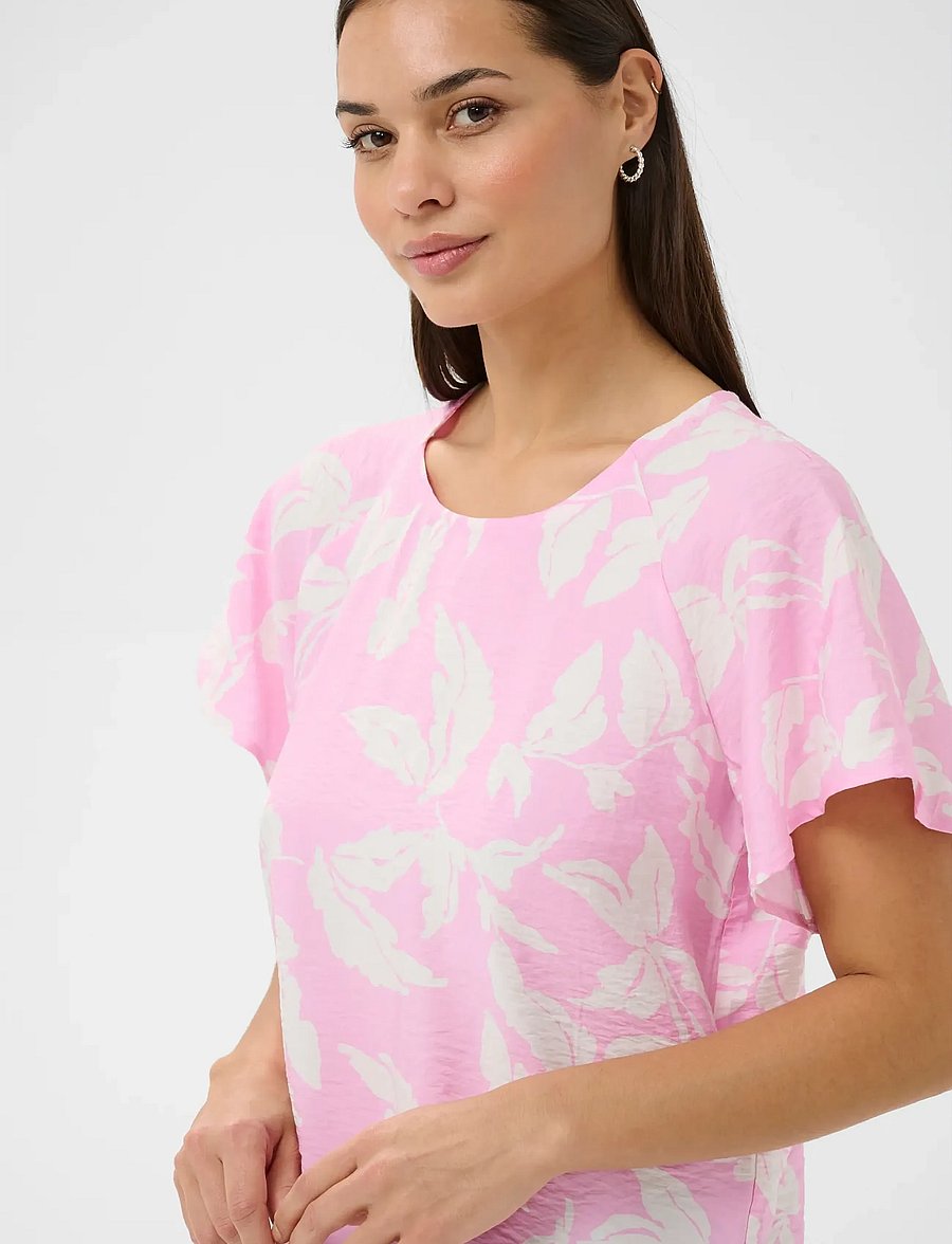 Kaffe - KAmarlo Blouse - kurzärmelige blusen - pink frosting chalk leafs - 5