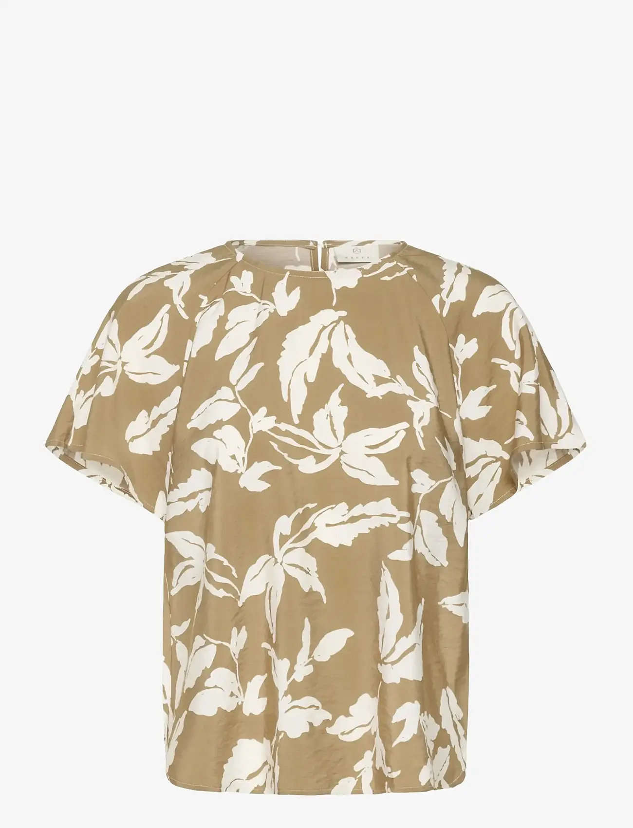 Kaffe - KAmarlo Blouse - bluzki krotkim rekawem - oak chalk leaves - 1