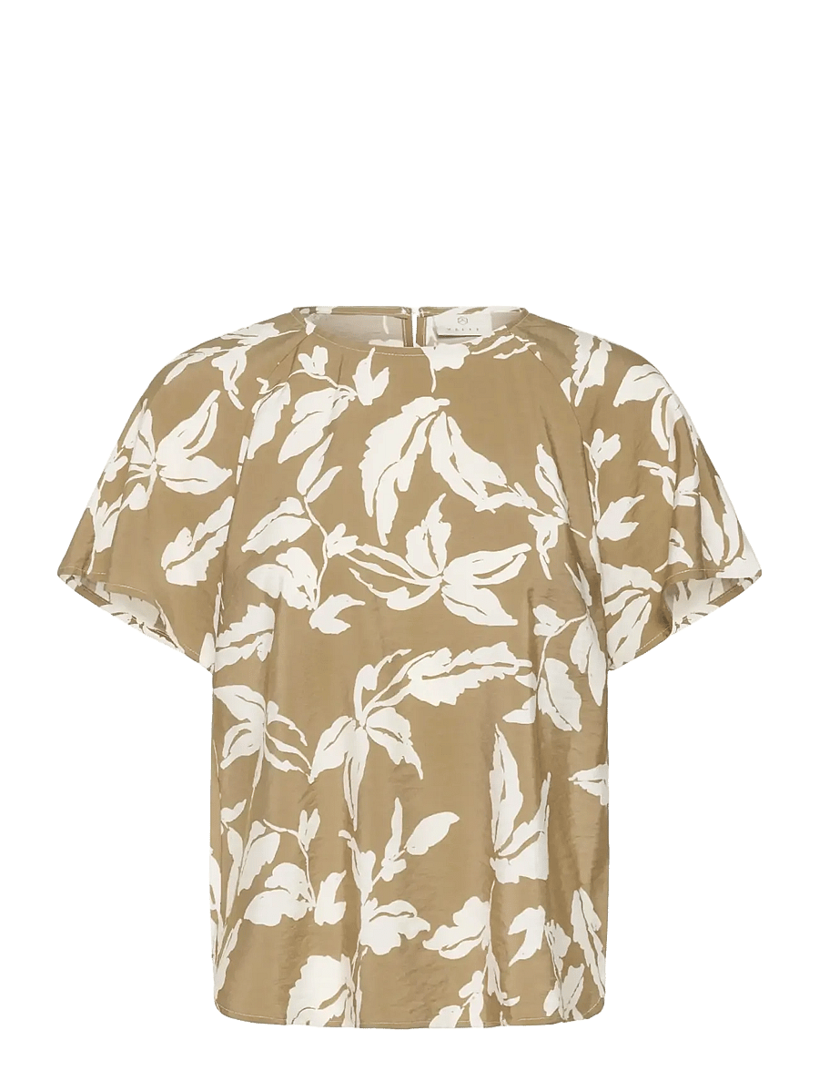 Kaffe - KAmarlo Blouse - short-sleeved blouses - oak chalk leaves - 1
