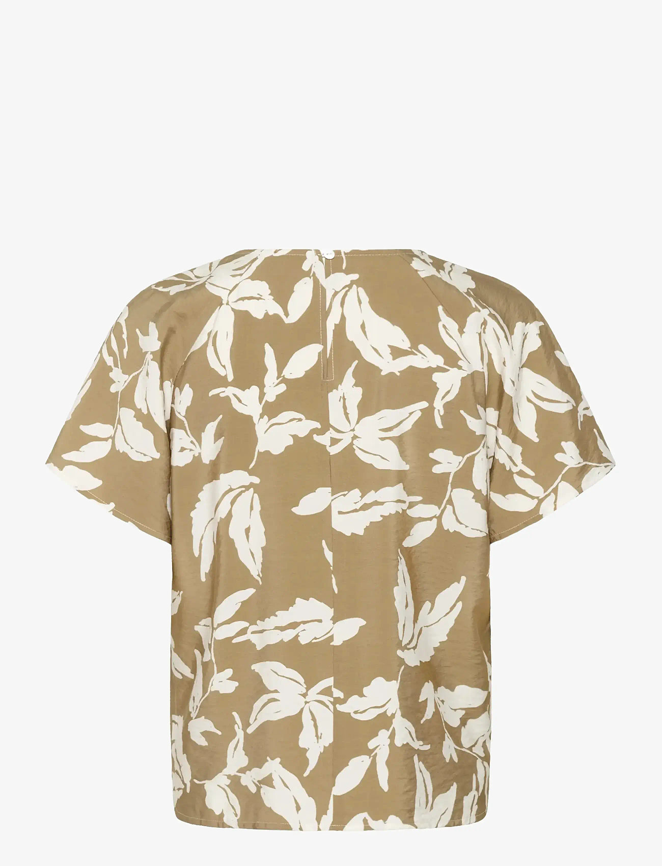 Kaffe - KAmarlo Blouse - bluzki krotkim rekawem - oak chalk leaves - 2
