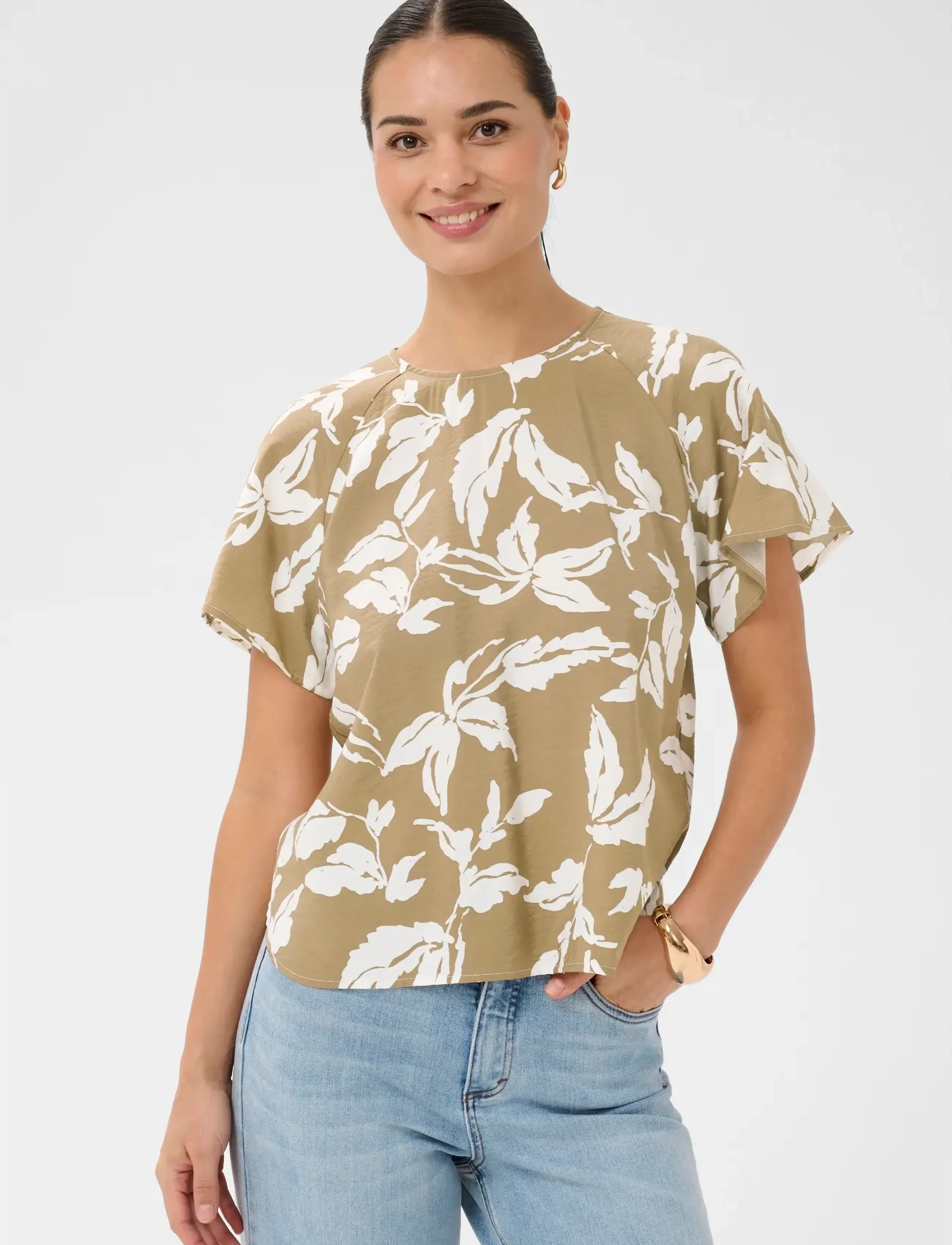 Kaffe KAmarlo Blouse - Kaffe - OAK CHALK LEAVES / beige