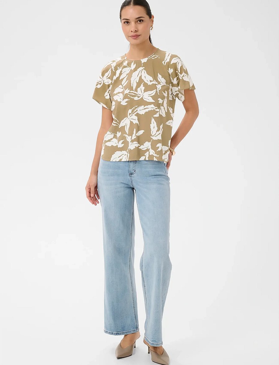 Kaffe - KAmarlo Blouse - short-sleeved blouses - oak chalk leaves - 3