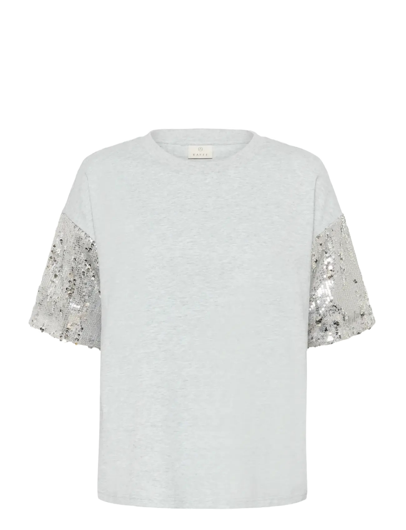 Kaffe Kaselvina T-Shirt, Kvinder, Pailletærme T-Shirt, Grå, Str: XXL