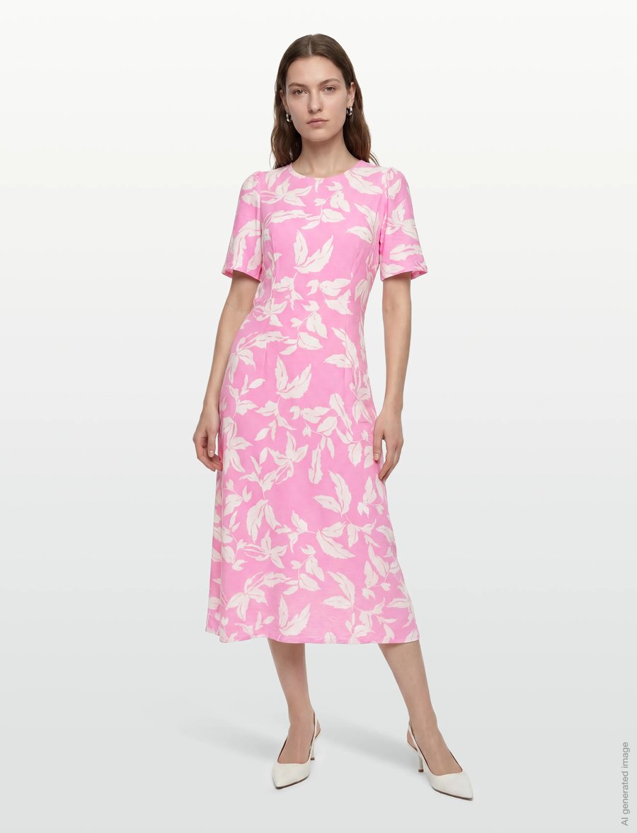 Kaffe - KAmarlo Dress - sommerkleider - pink frosting chalk leafs - 0