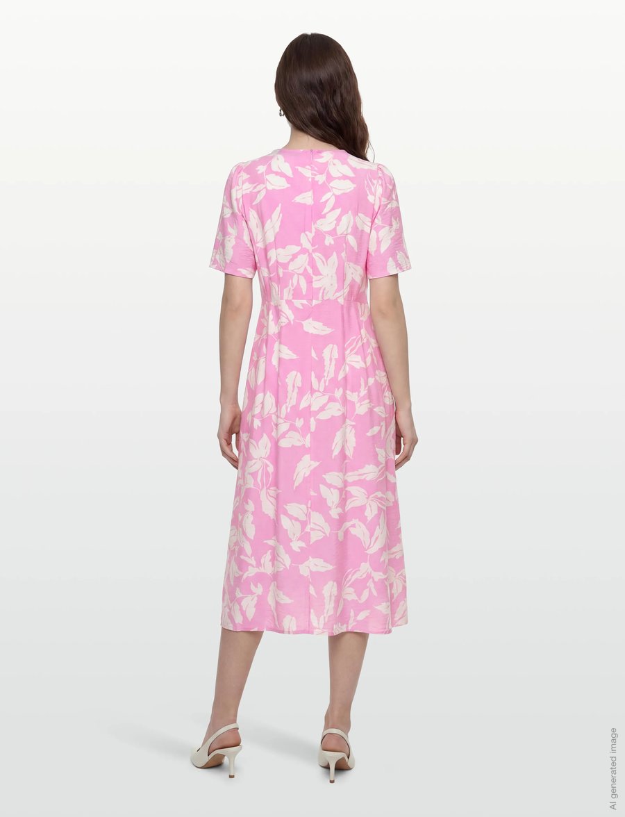 Kaffe - KAmarlo Dress - sommerkleider - pink frosting chalk leafs - 4