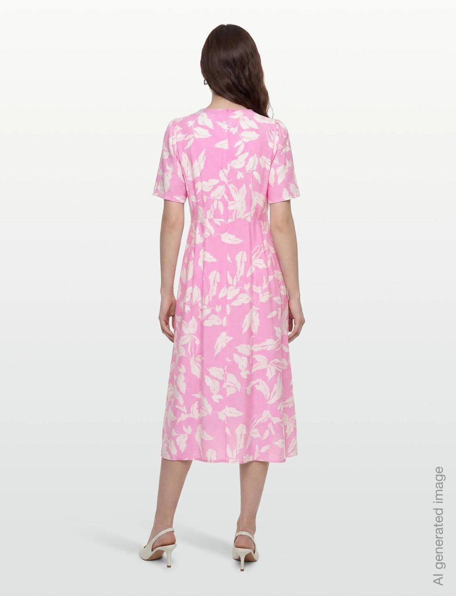 Kaffe - KAmarlo Dress - sommerkleider - pink frosting chalk leafs - 4