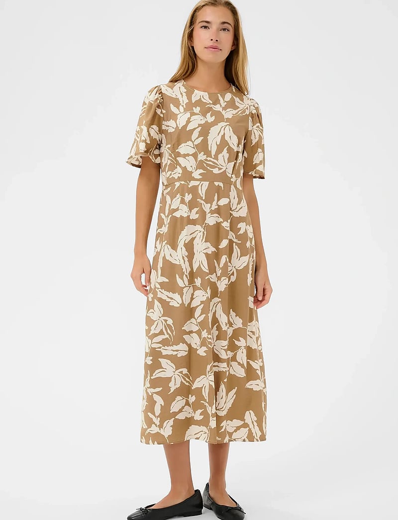 Kaffe - KAmarlo Dress - sommerkjoler - oak chalk leafs - 3