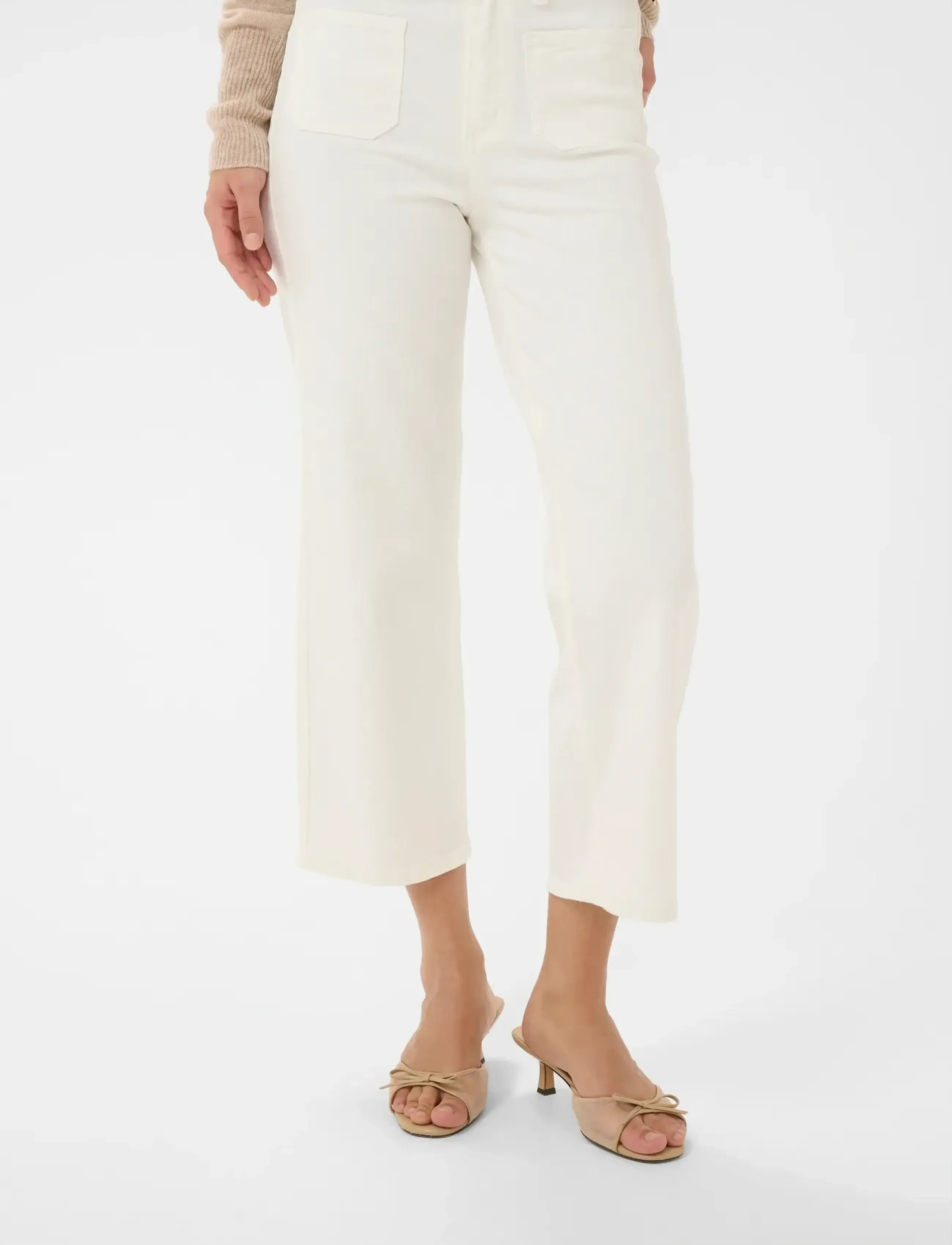 Kaffe Kabrook Cropped Hw Jeans, Kvinder, Højtaljede Cropped Jeans, Cream, Str: 28