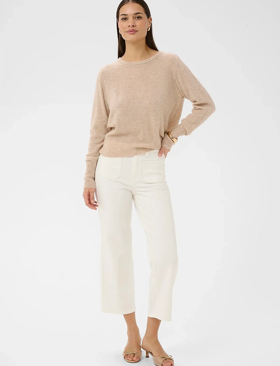 Kaffe - KAbrook Cropped HW Jeans - sirged teksad - chalk - 3