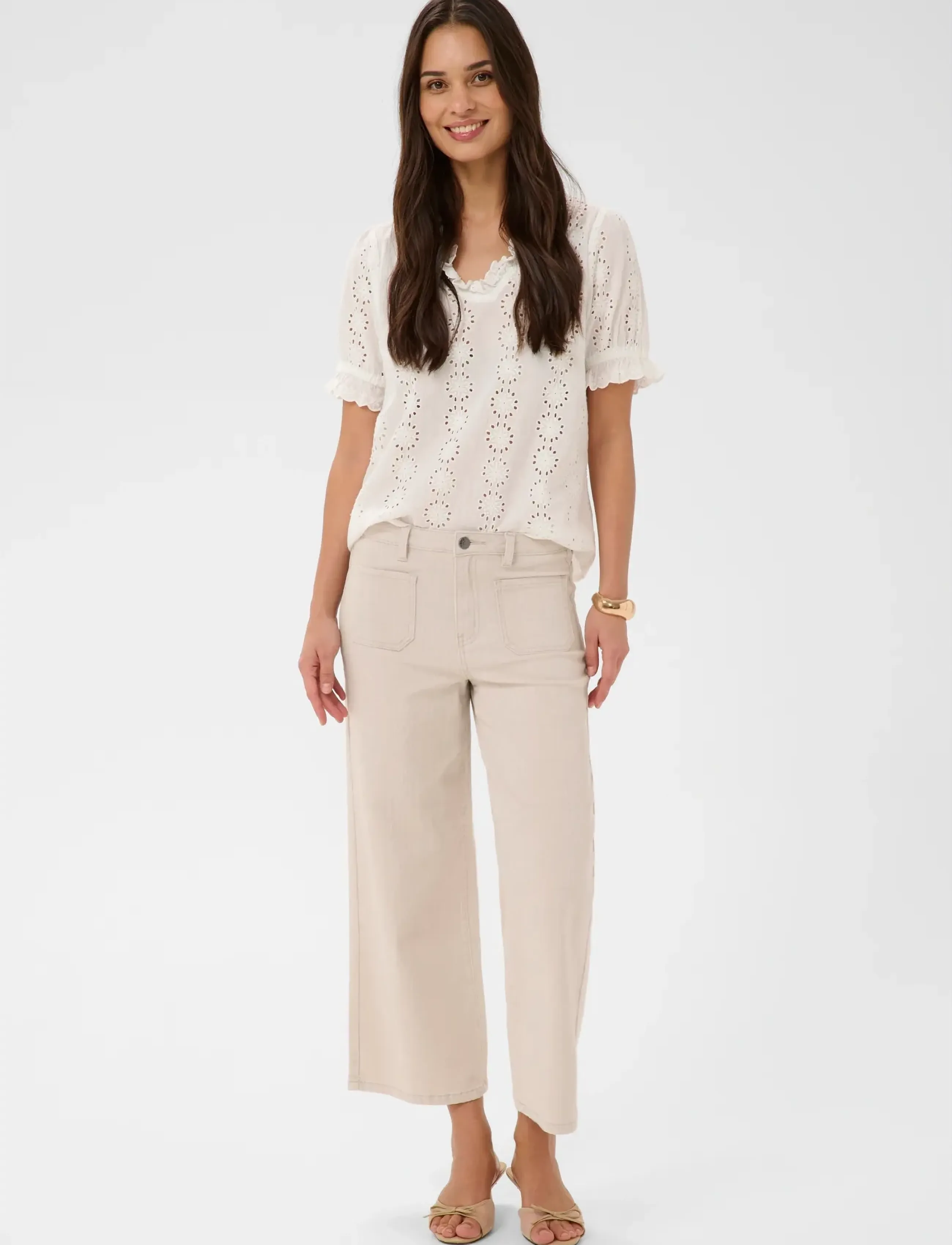 Kaffe - KAbrook Cropped HW Jeans - straight jeans - moonbeam - 3