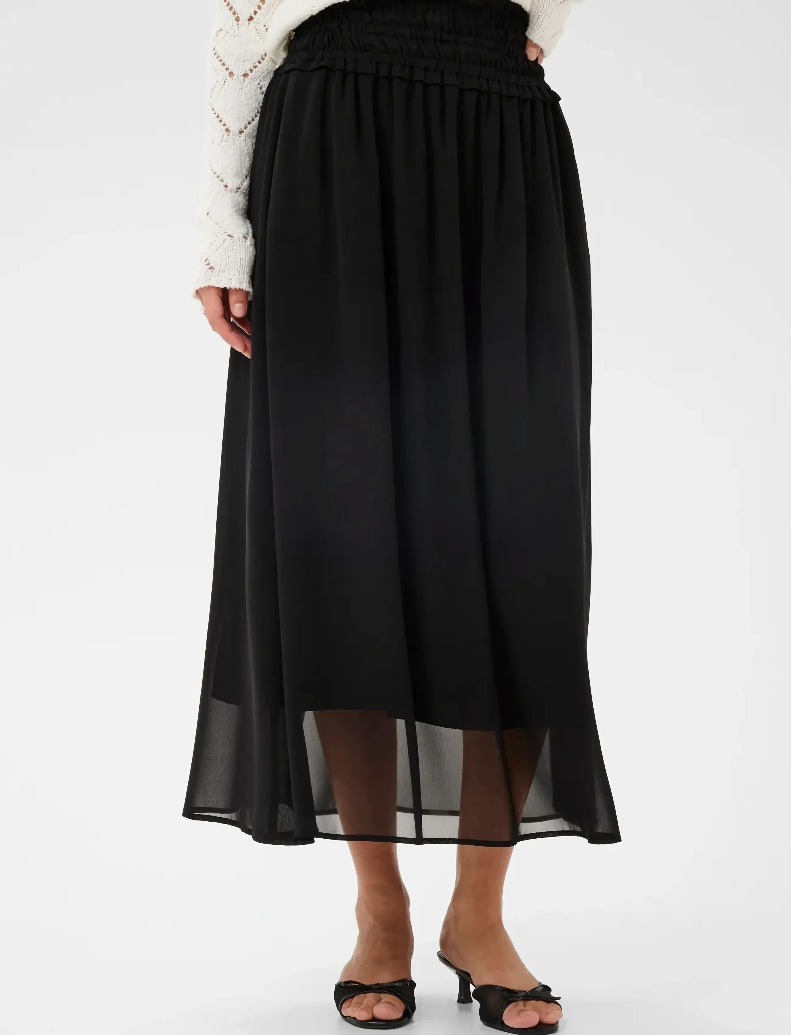 Kaffe Kanellie Skirt, 40, Black, Nederdele > Knælange Og Midi Nederdele, Dame