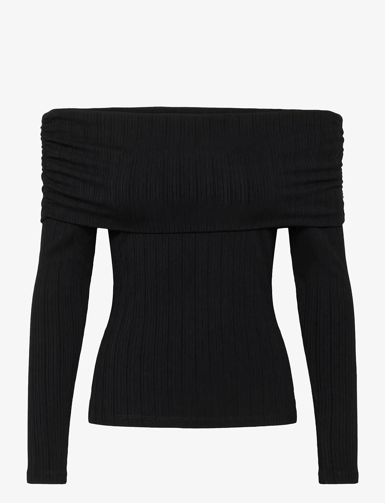 Kaffe - KAaubree Offshoulder T-Shirt - långärmade toppar - black deep - 1