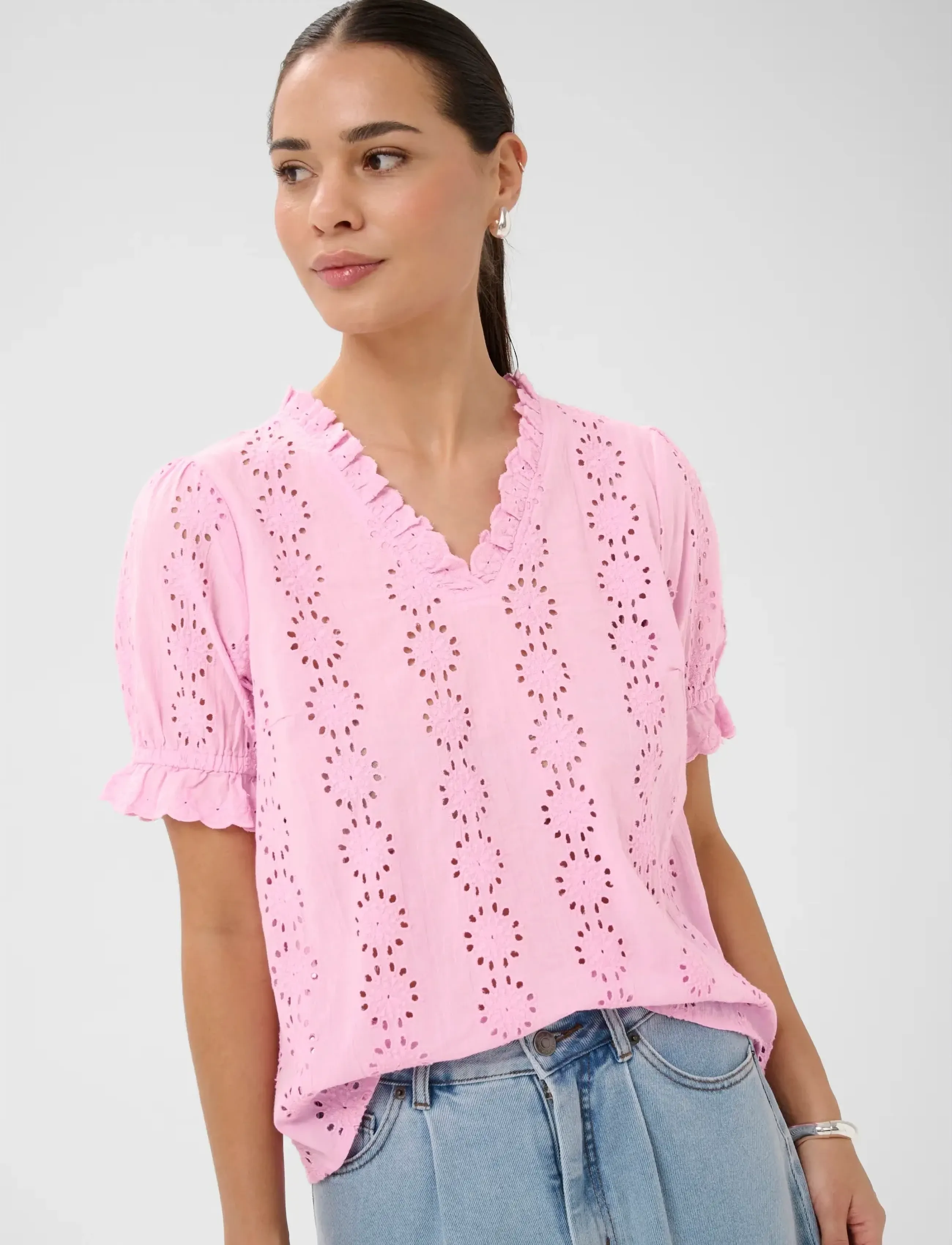 Kaffe - KAdona Blouse - lühikeste varrukatega pluusid - pink frosting - 5