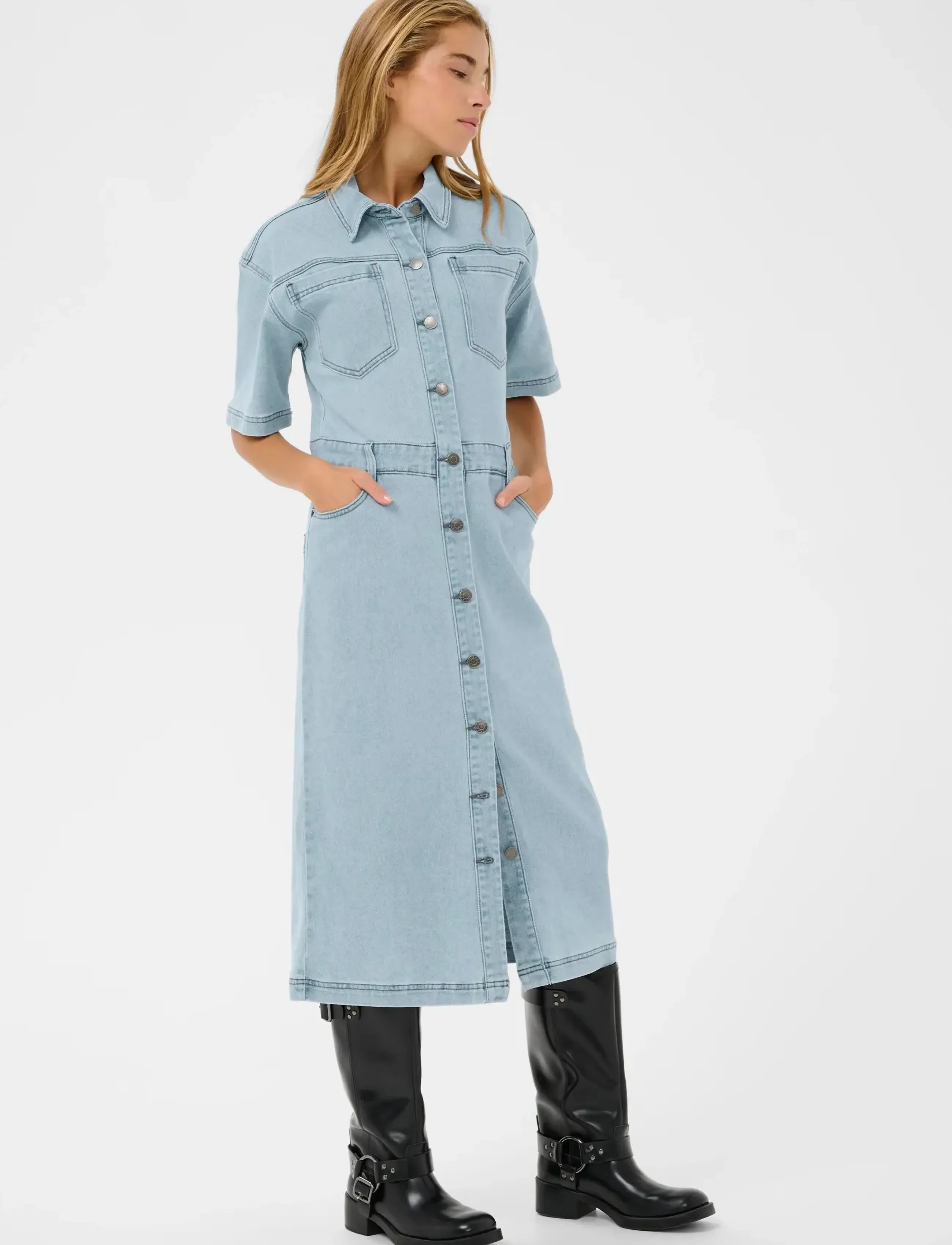 Kaffe KAminna Dress - Kaffe - LIGHT BLUE WASHED DENIM / blue