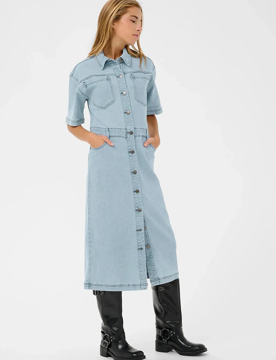 Kaffe - KAminna Dress - sommerkleider - light blue washed denim - 0
