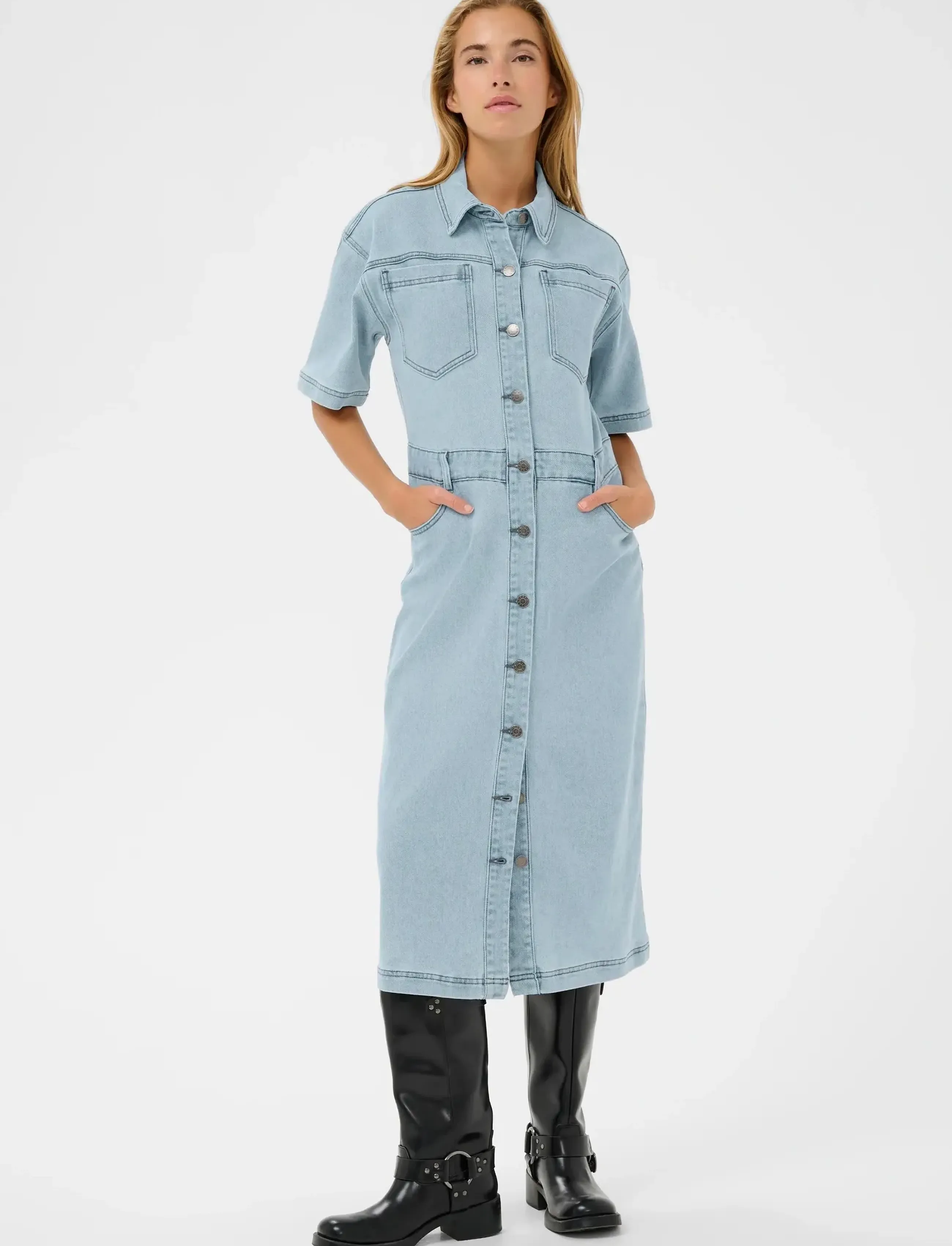 Kaffe - KAminna Dress - zomerjurken - light blue washed denim - 3