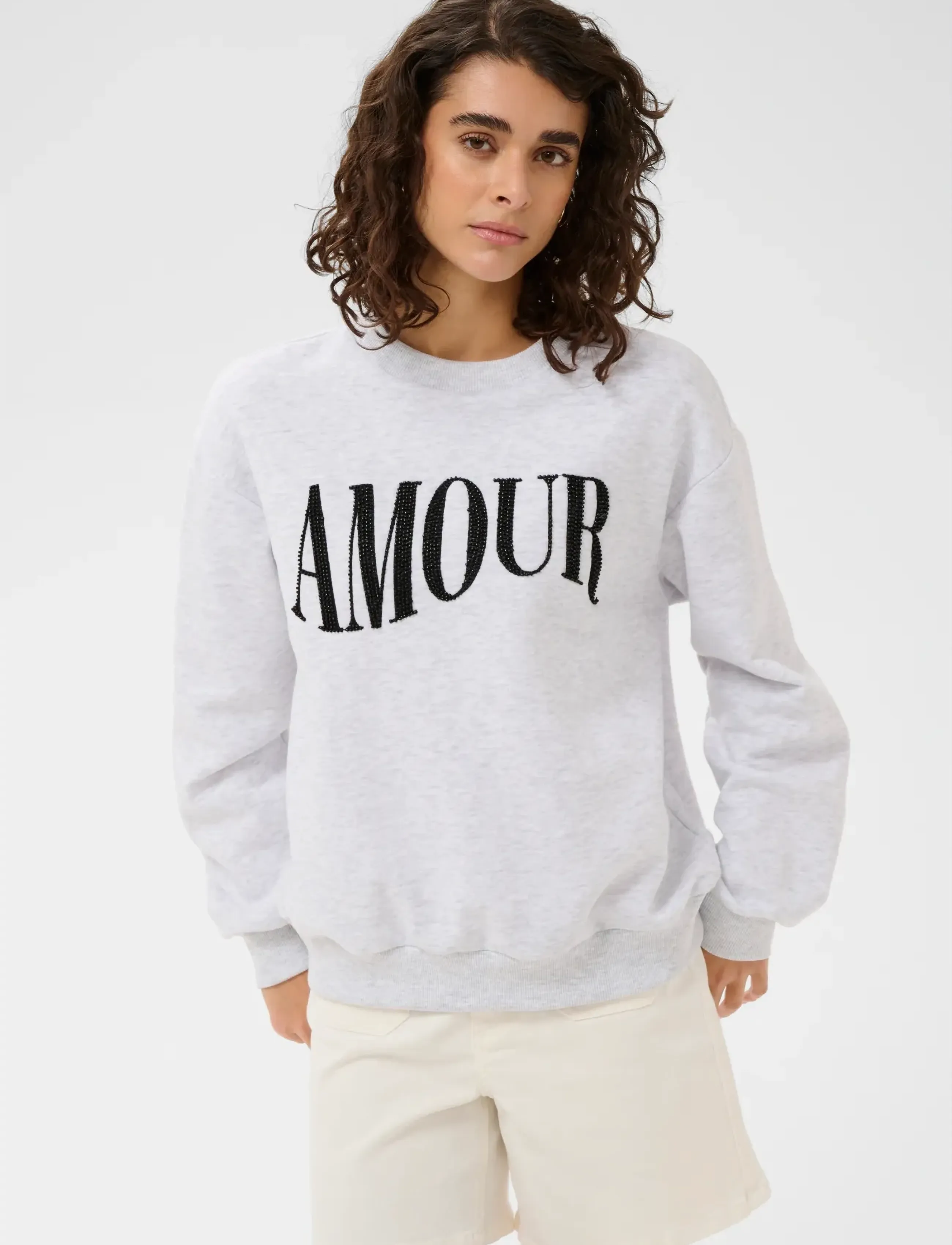 Kaffe Kamelody Sweatshirt, L, Grey, Sweatshirts & Hættetrøjer > Sweatshirts, Dame