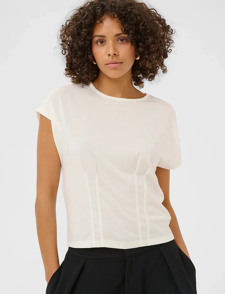 Kaffe - KAlise pleat blouse - t-shirts - chalk - 0