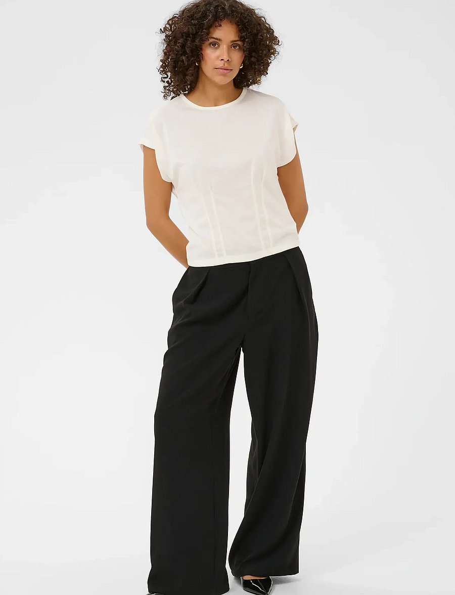 Kaffe - KAlise pleat blouse - t-shirts - chalk - 3