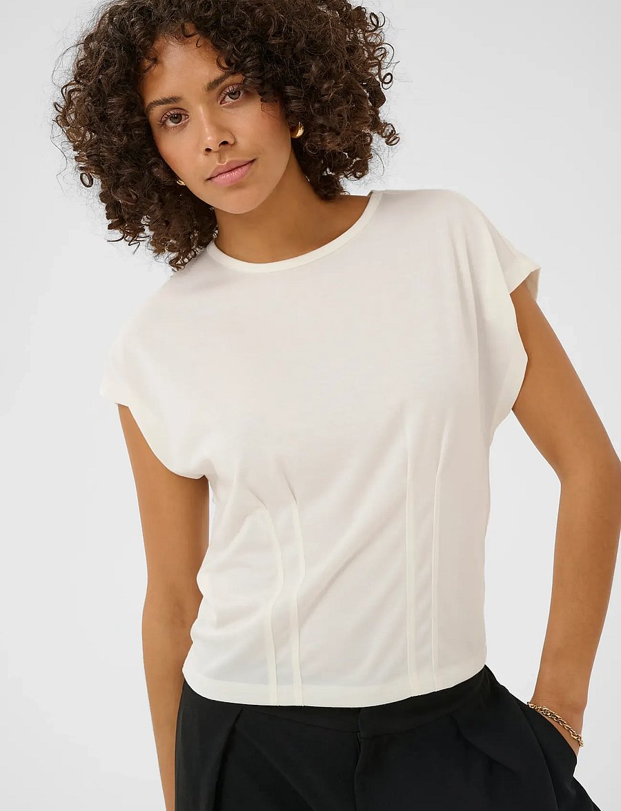 Kaffe - KAlise pleat blouse - t-shirts - chalk - 4
