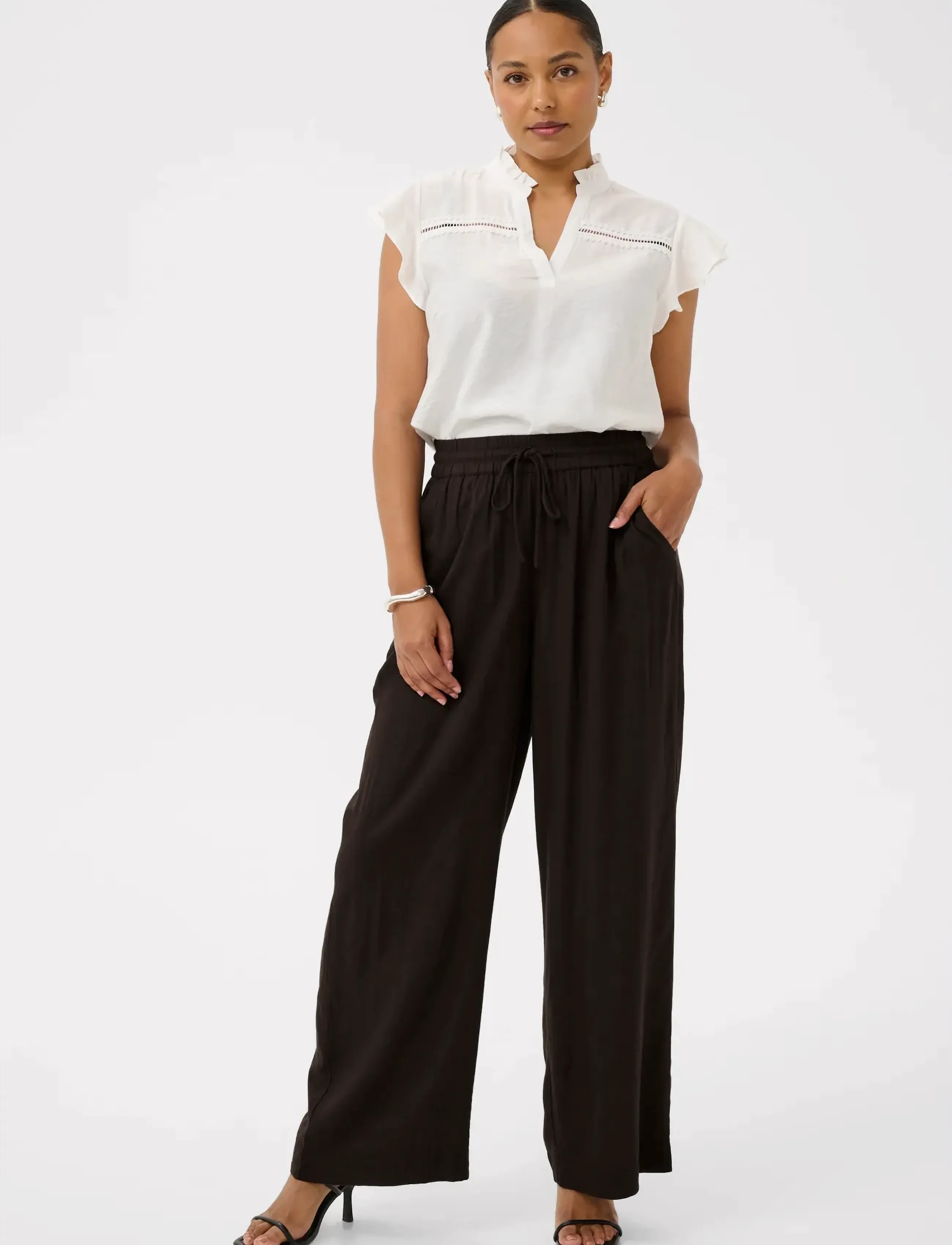 Kaffe - KAmilia Wide Pant - wide leg trousers - black coffee - 3