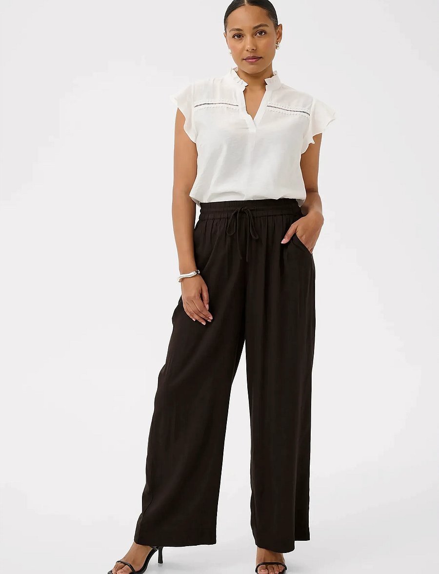 Kaffe - KAmilia Wide Pant - hosen mit weitem bein - black coffee - 3