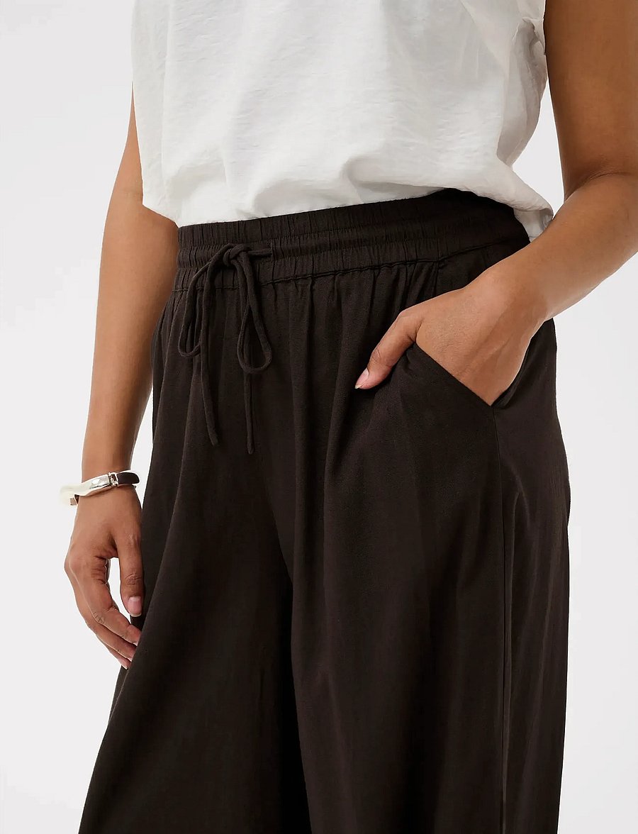 Kaffe - KAmilia Wide Pant - hosen mit weitem bein - black coffee - 5