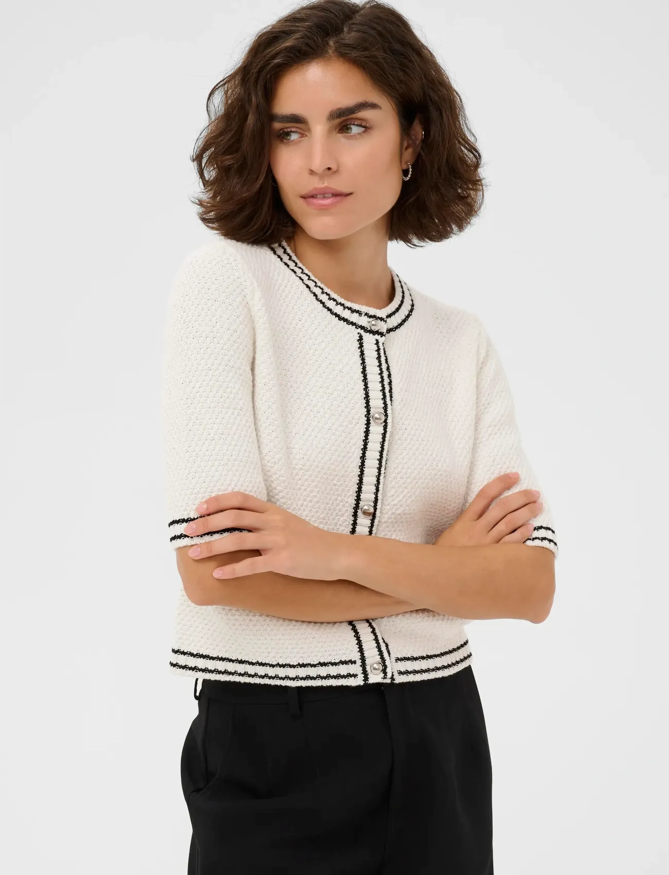 Kaffe Kacoco Knit Cardigan, S, White, Strik > Cardigans, Dame
