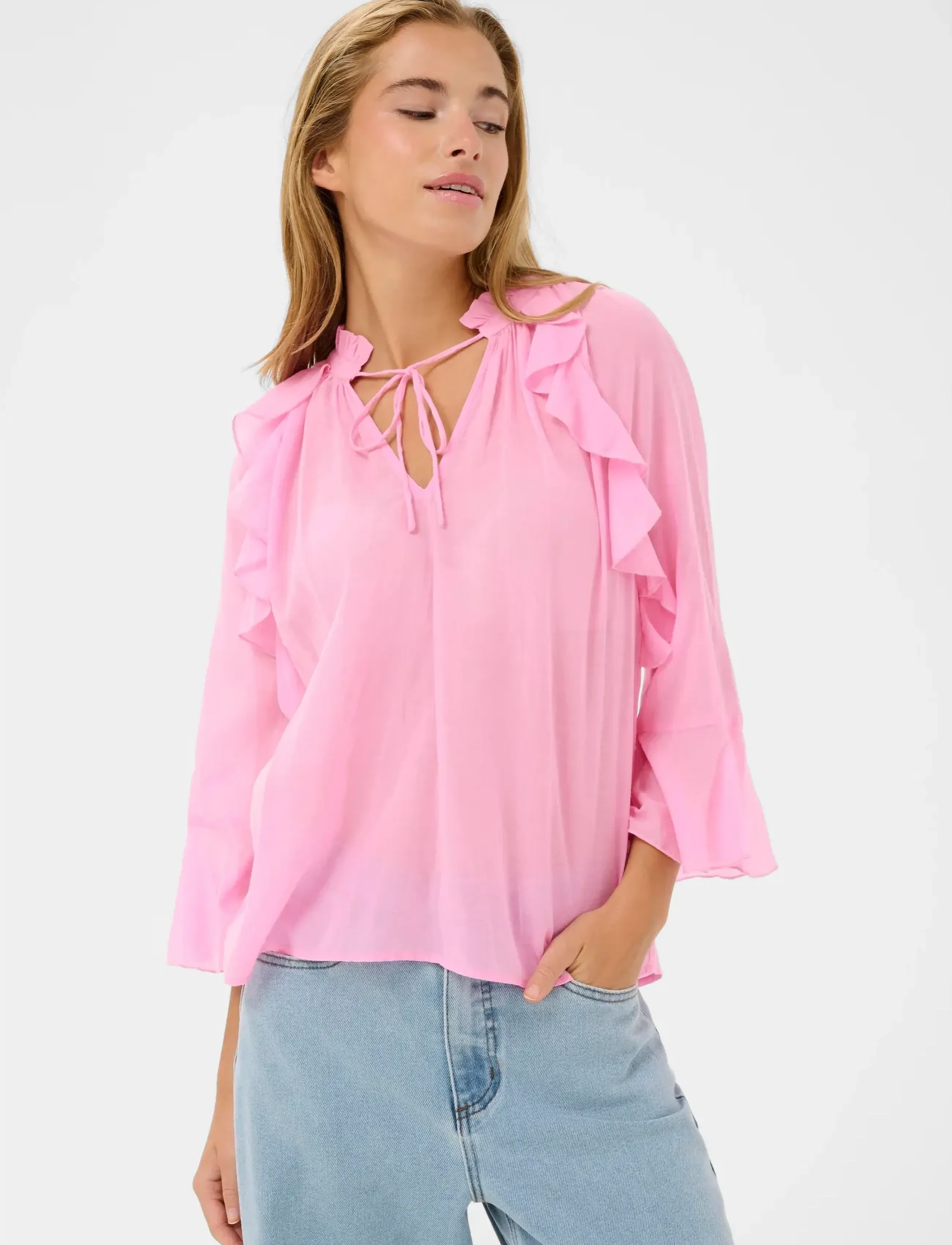Kaffe Kaflora Blouse, 42, Pink, Bluser > Langærmede, Dame