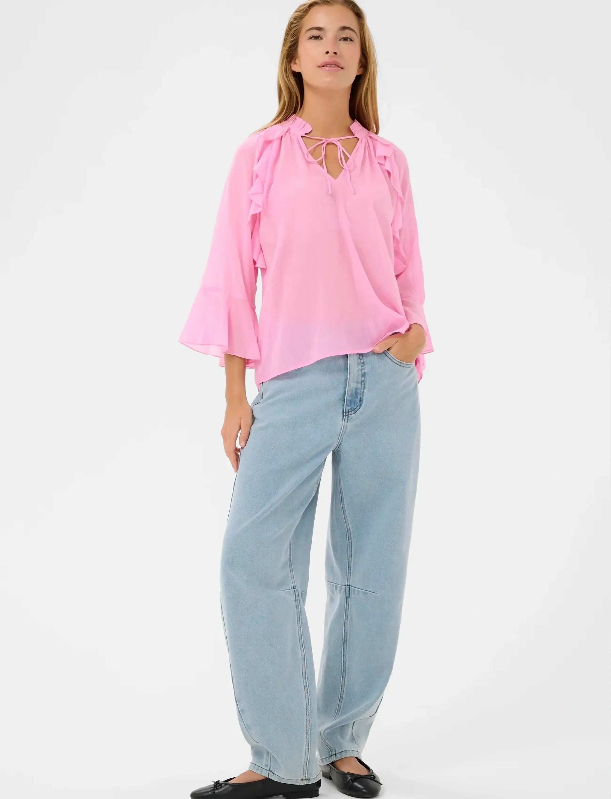 Kaffe - KAflora Blouse - long sleeved blouses - pink frosting - 3