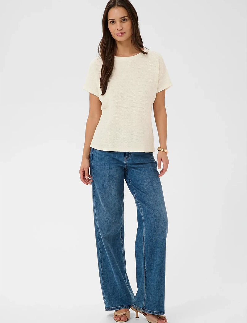 Kaffe - KAfelicity s/s Blouse - kurzämlige blusen - chalk - 3