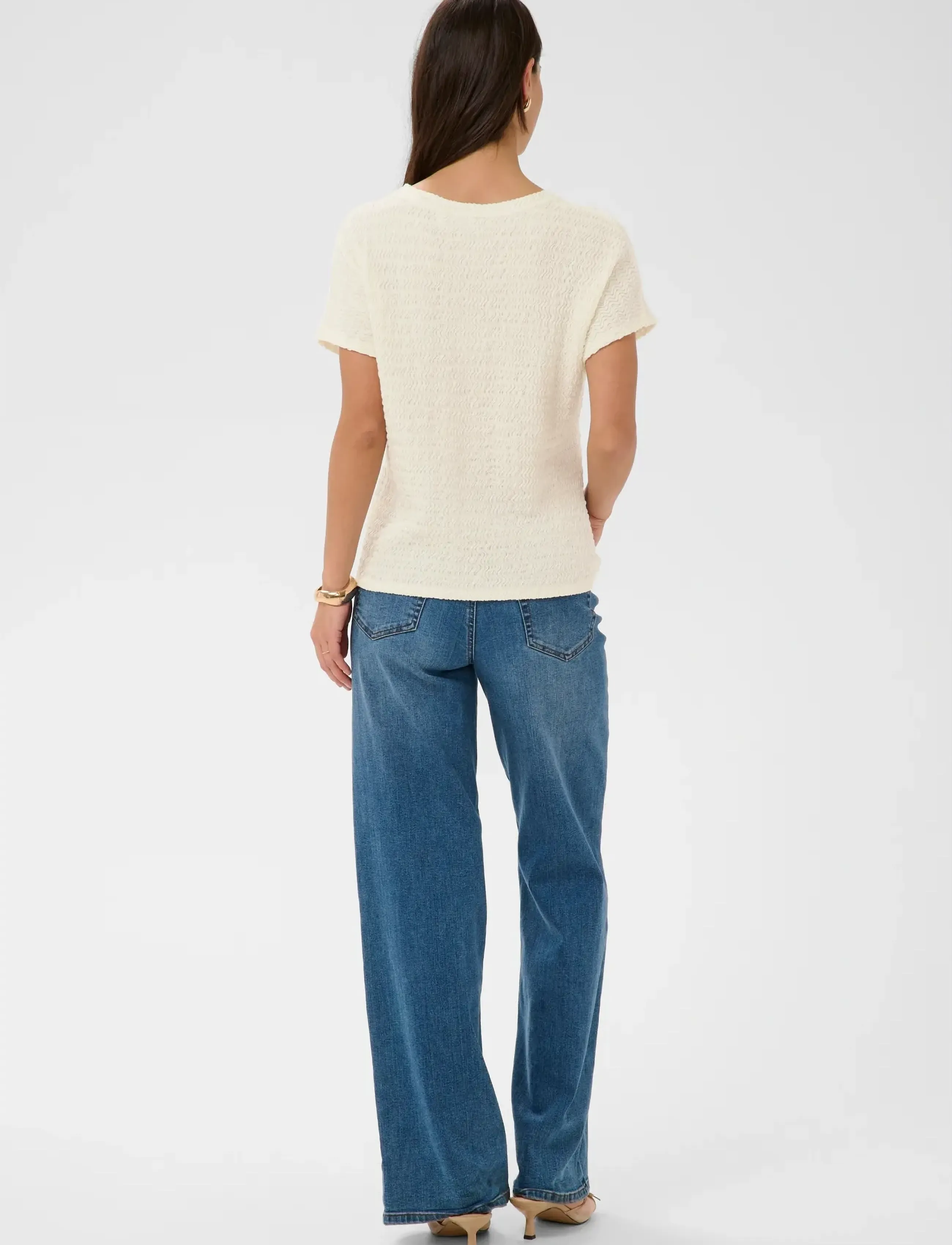 Kaffe - KAfelicity s/s Blouse - blouses korte mouwen - chalk - 4