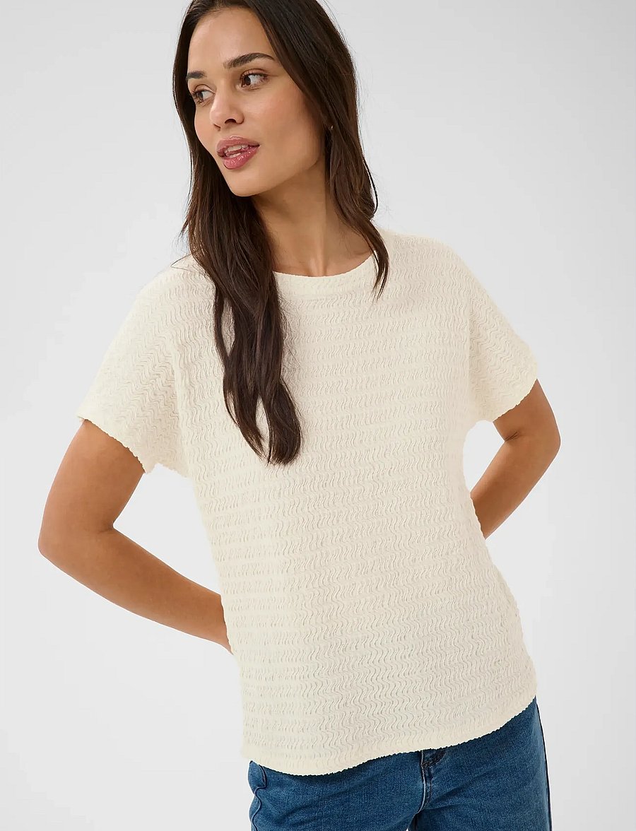 Kaffe - KAfelicity s/s Blouse - kurzärmelige blusen - chalk - 5