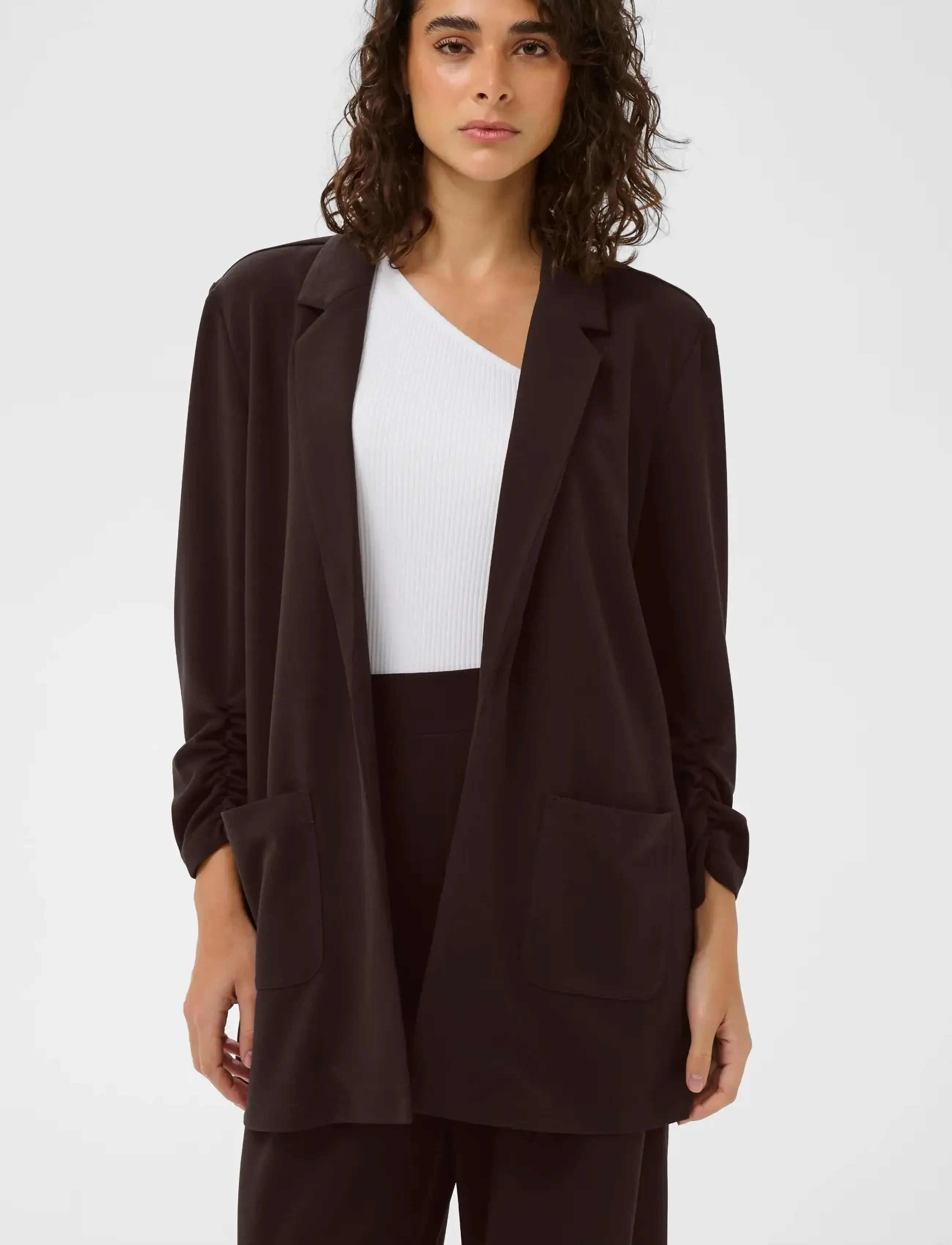 Kaffe Kaphoebe 3/4 Sleeve Blazer, XL, Brown, Blazere > Enkeltradede Blazere, Dame