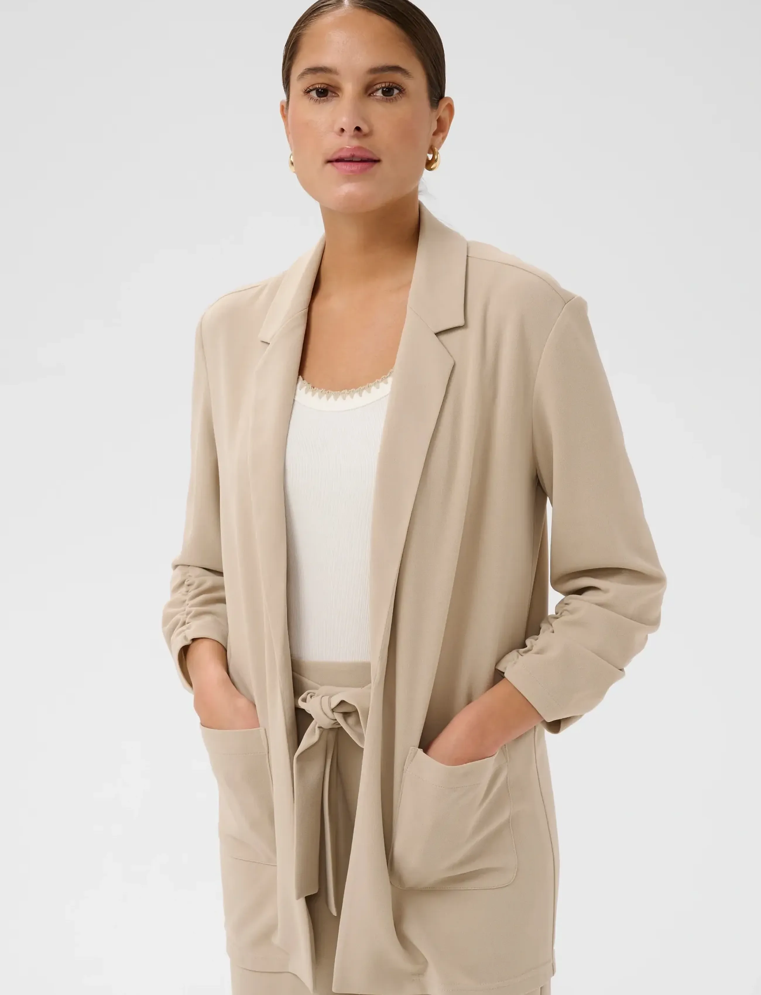 Kaffe Kaphoebe 3/4 Sleeve Blazer, XL, Beige, Blazere > Enkeltradede Blazere, Dame