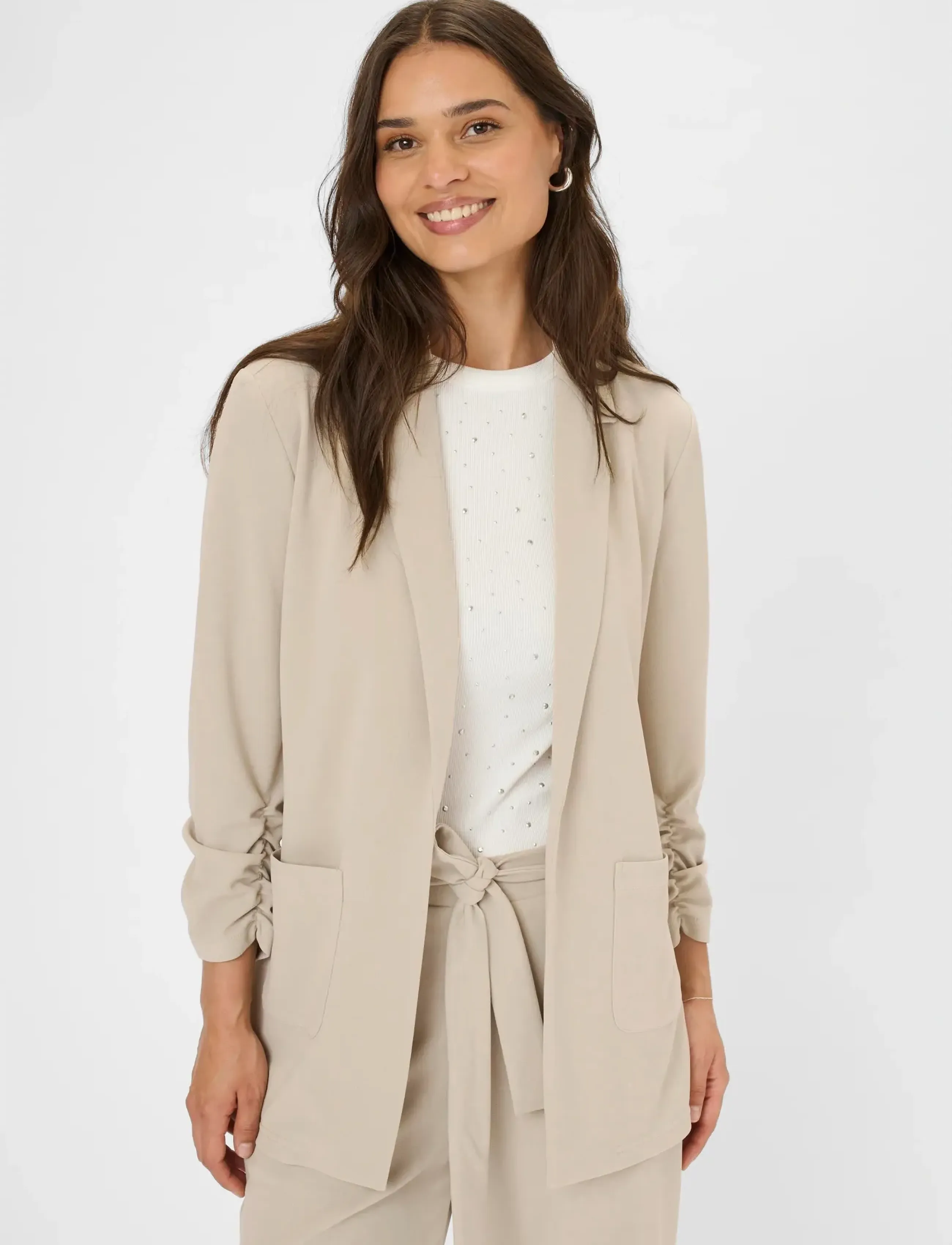 Kaffe KApheobe 3/4 sleeve Blazer - Kaffe - FEATHER GRAY / beige