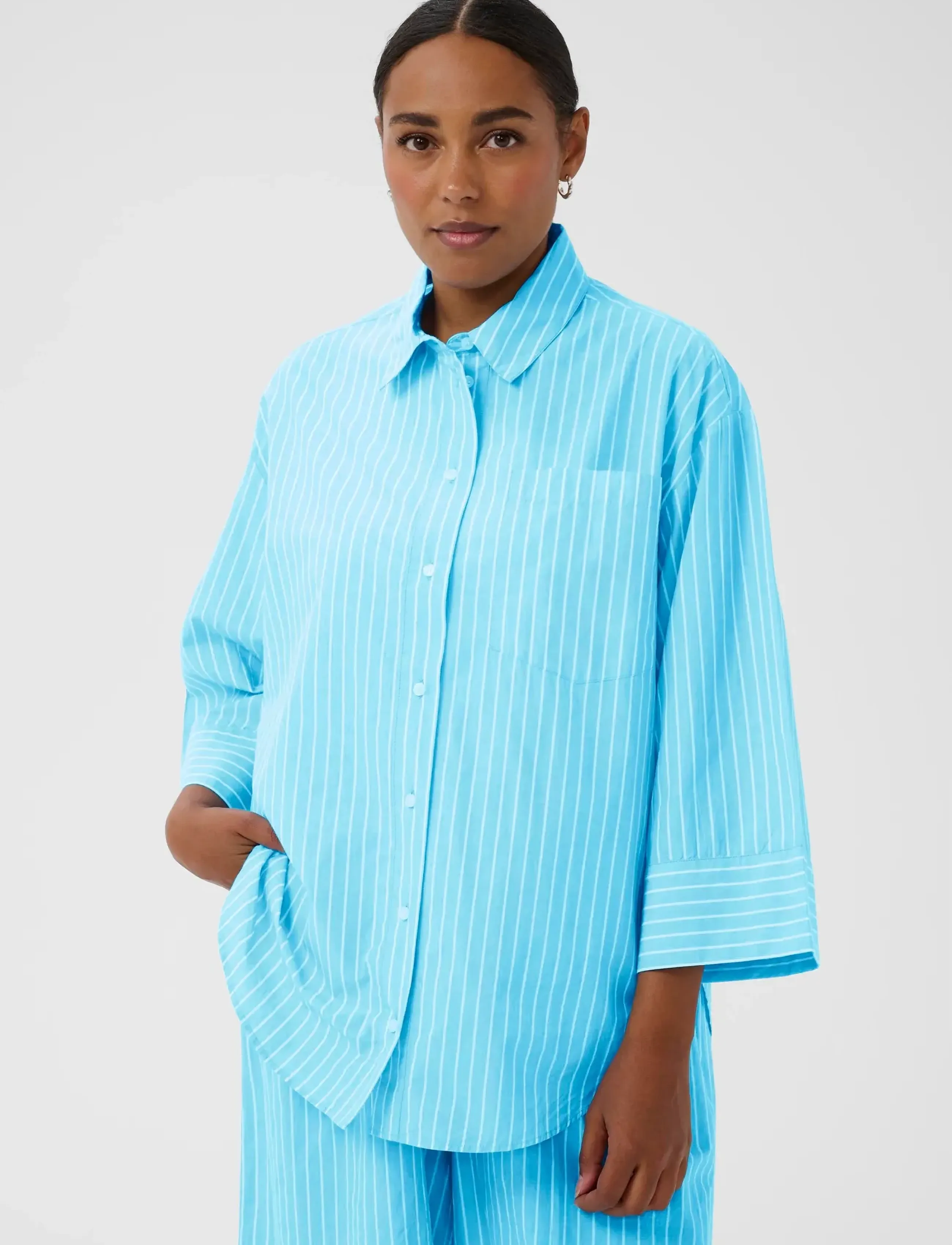 Kaffe KAharlow shirt - Blusen & Hemden - AQUARIUS CHALK STRIPE / blue