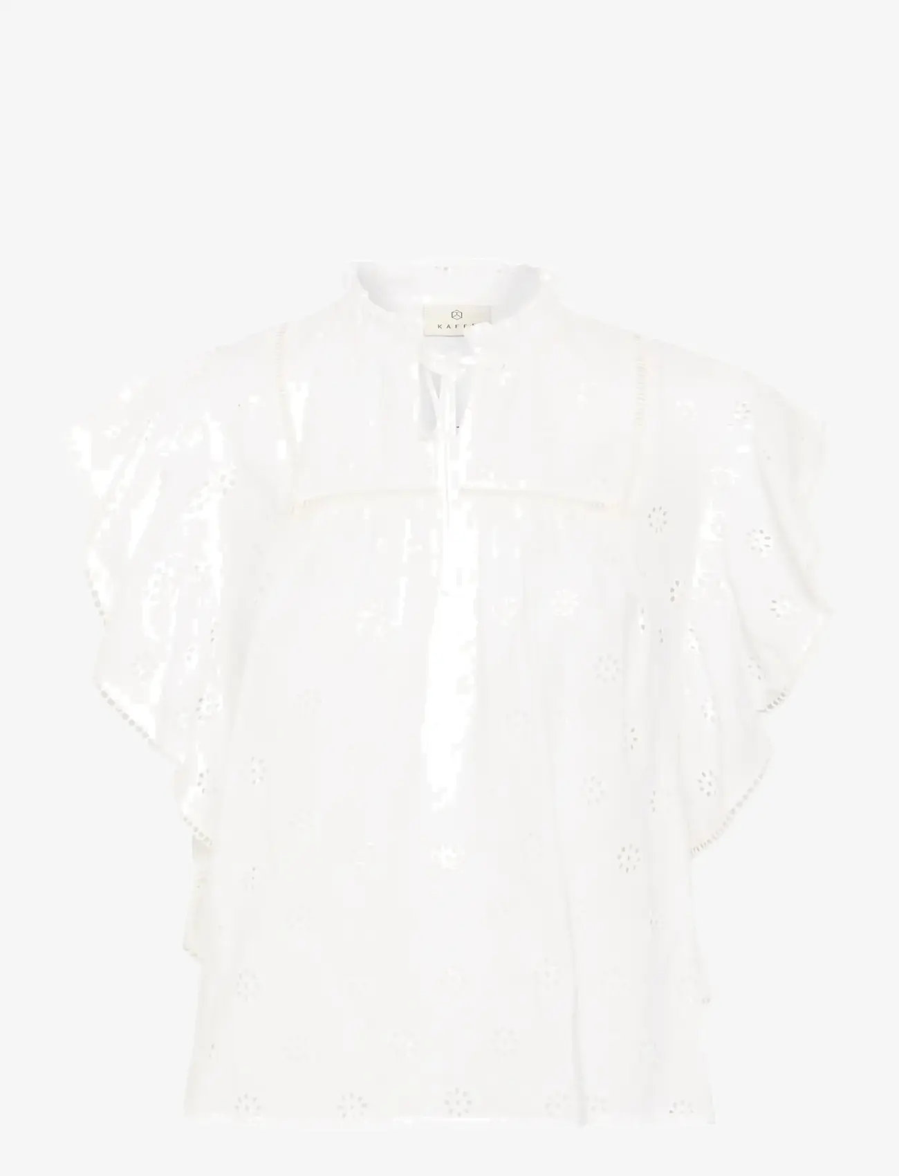 Kaffe - KAfiona Frill Top - kortærmede bluser - chalk - 1